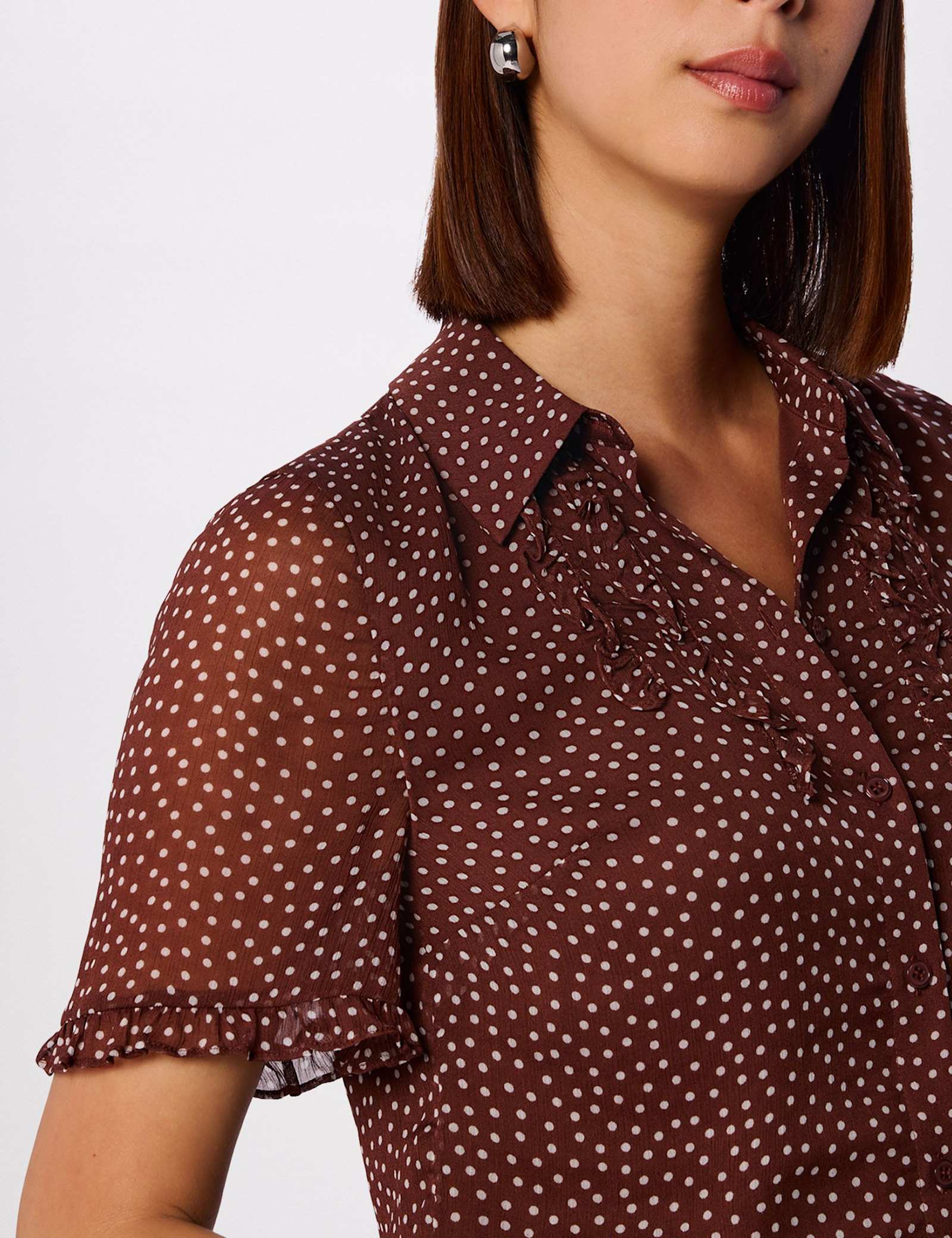 Polka Dot Collared Shirt - image 4