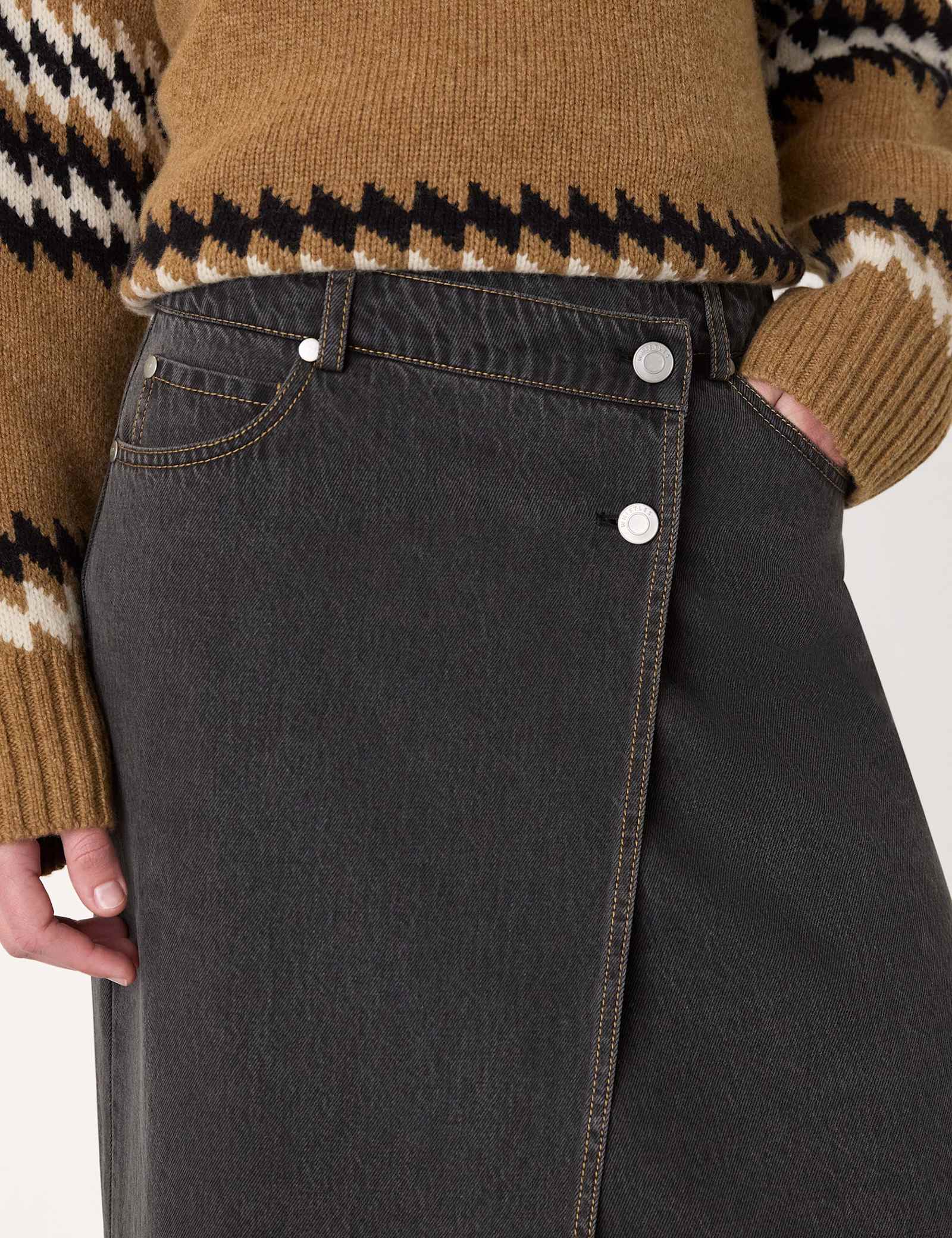 Denim Midi Wrap Skirt - image 3