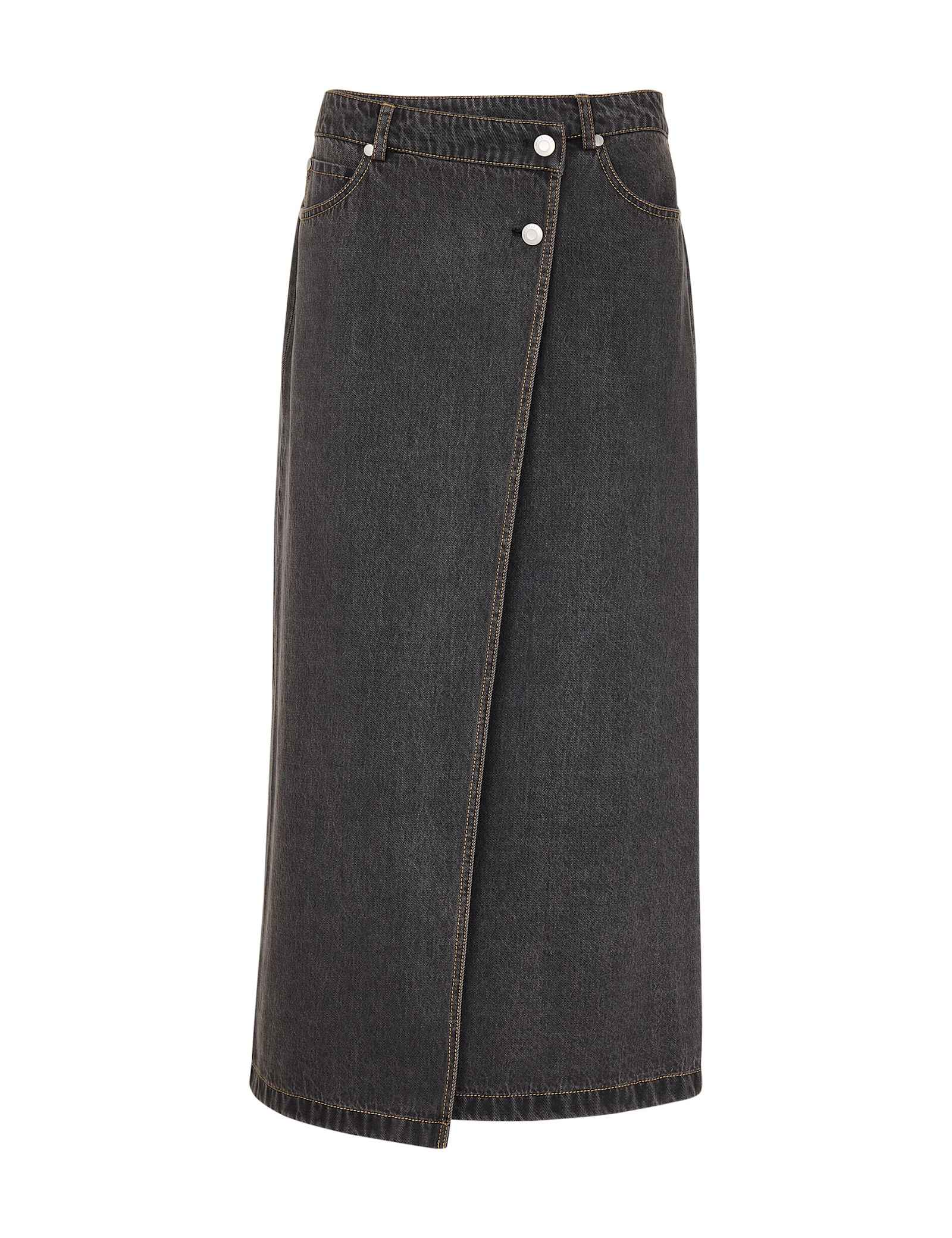 Denim Midi Wrap Skirt - image 1