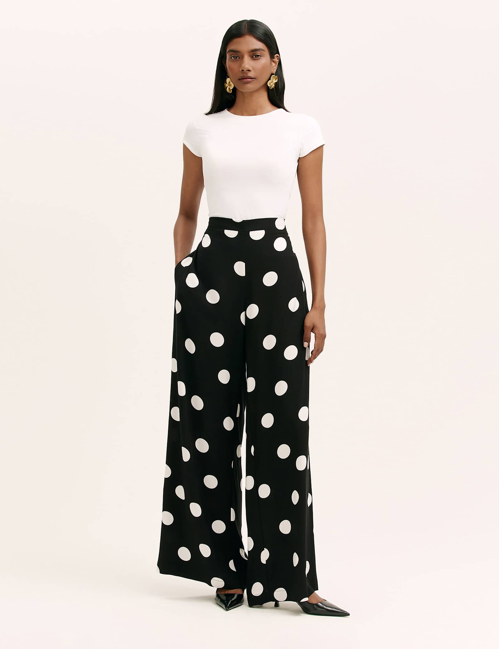 Polka Dot Wide Leg Palazzo Trousers - image 1