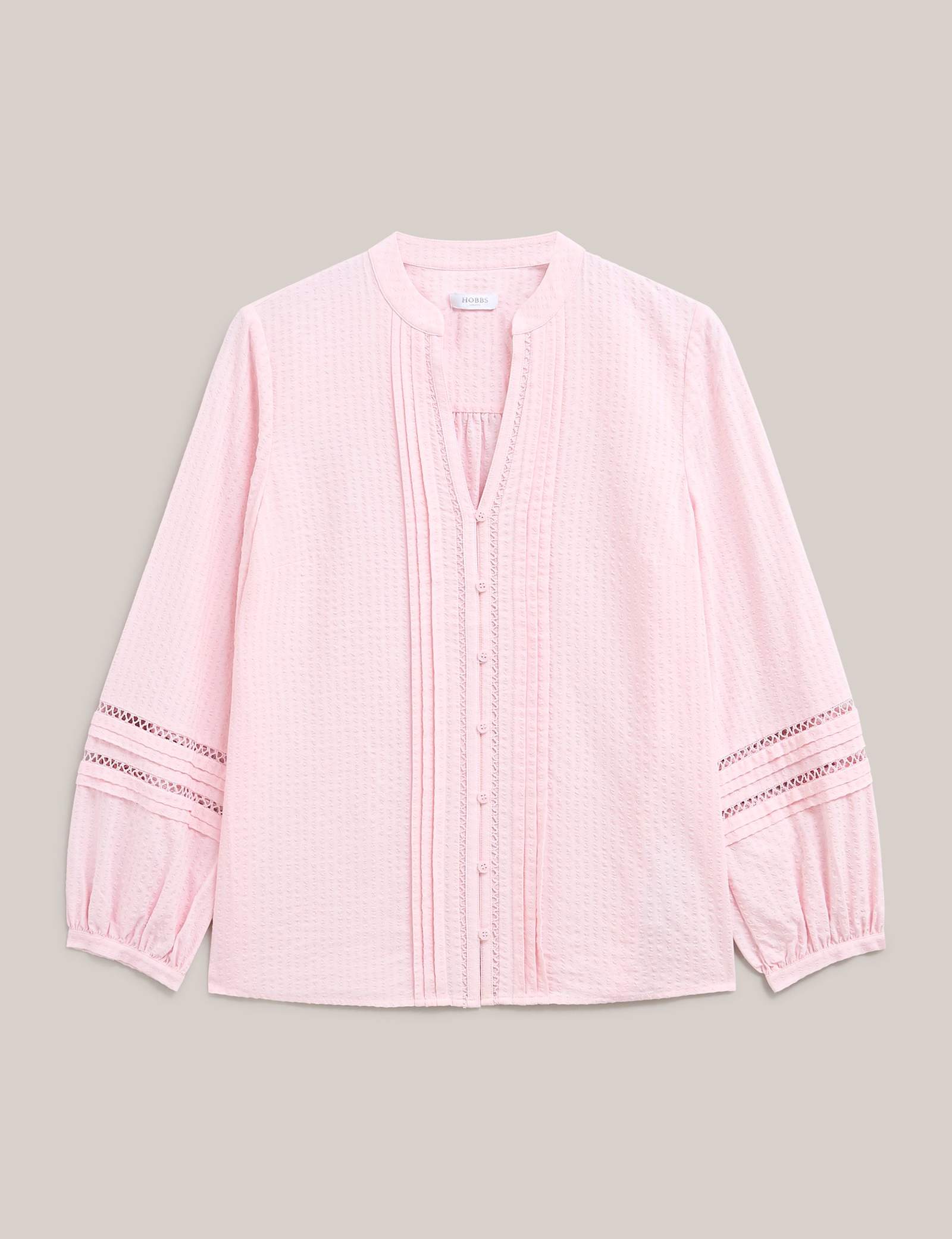 Cotton Blend Textured Notch Neck Blouse - image 1