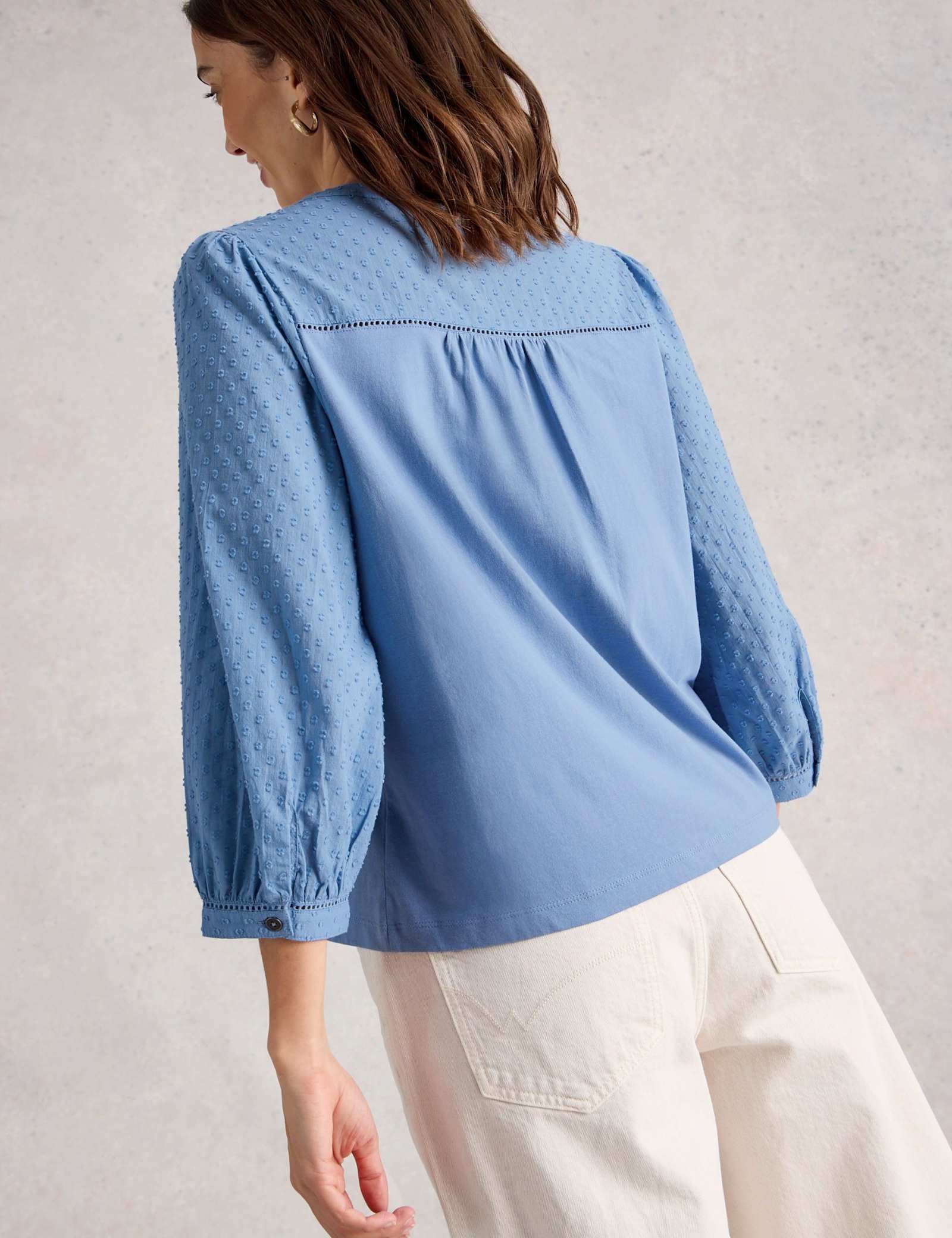 Pure Cotton Embroidered Notch Neck Blouse - image 5