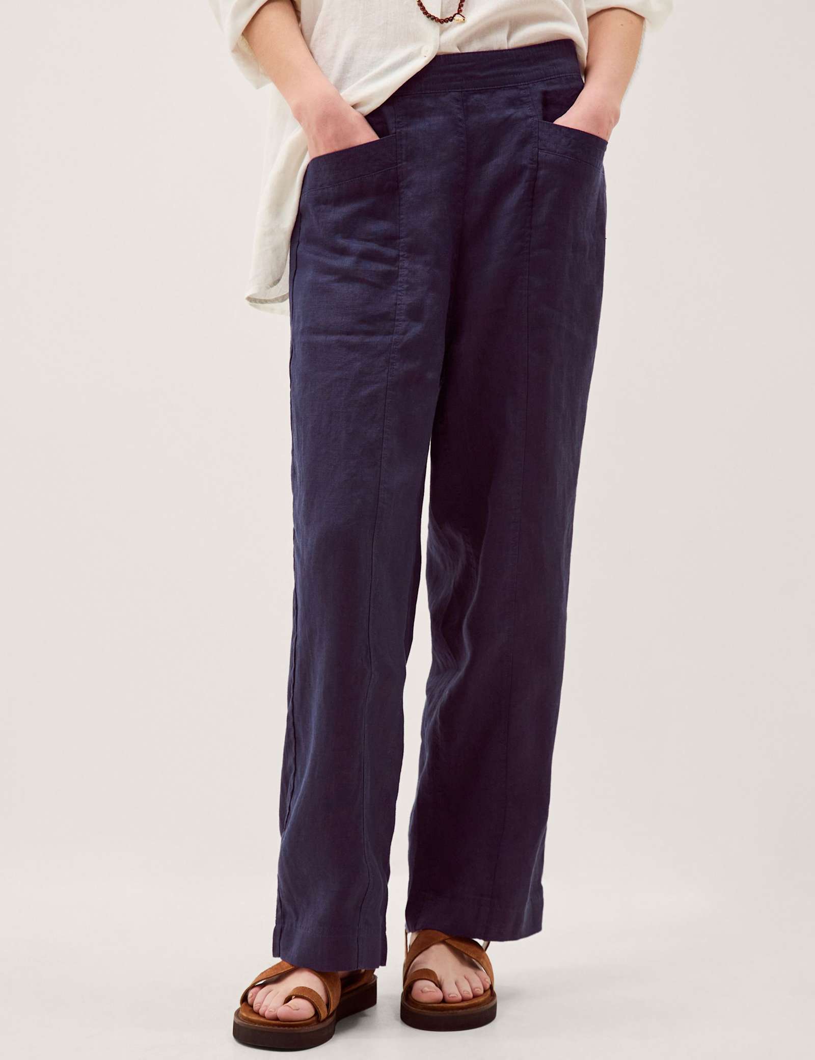 Pure Linen Straight Leg Trousers - image 4