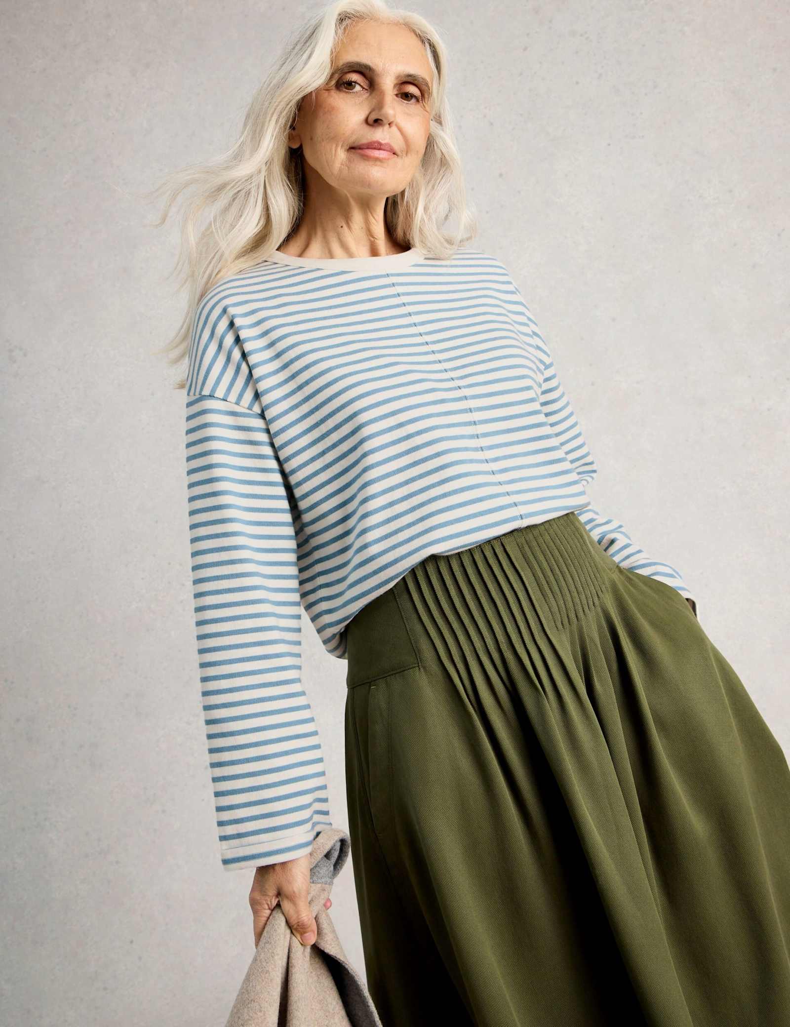 Pure Cotton Striped Crew Neck Top - image 2