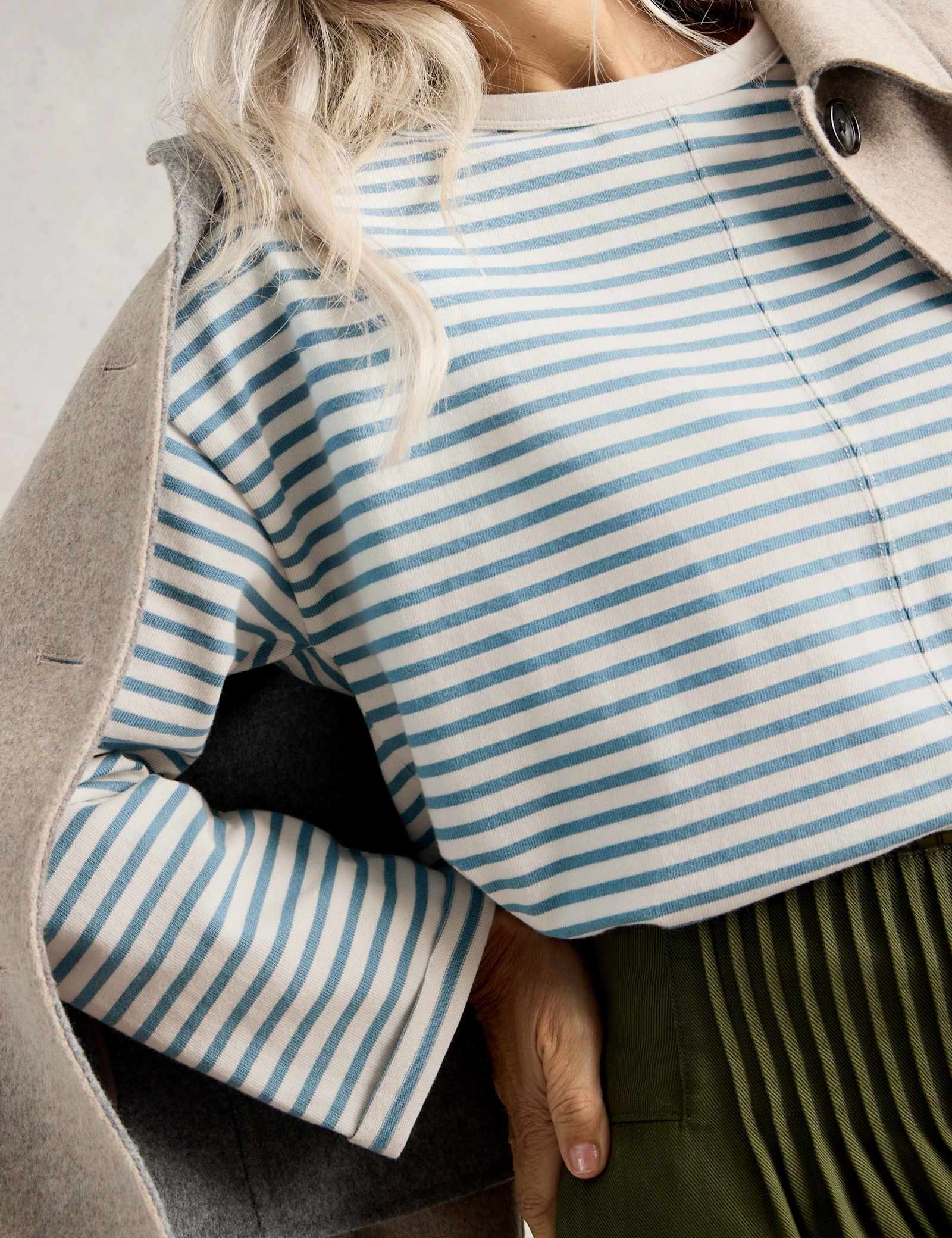 Pure Cotton Striped Crew Neck Top - image 4