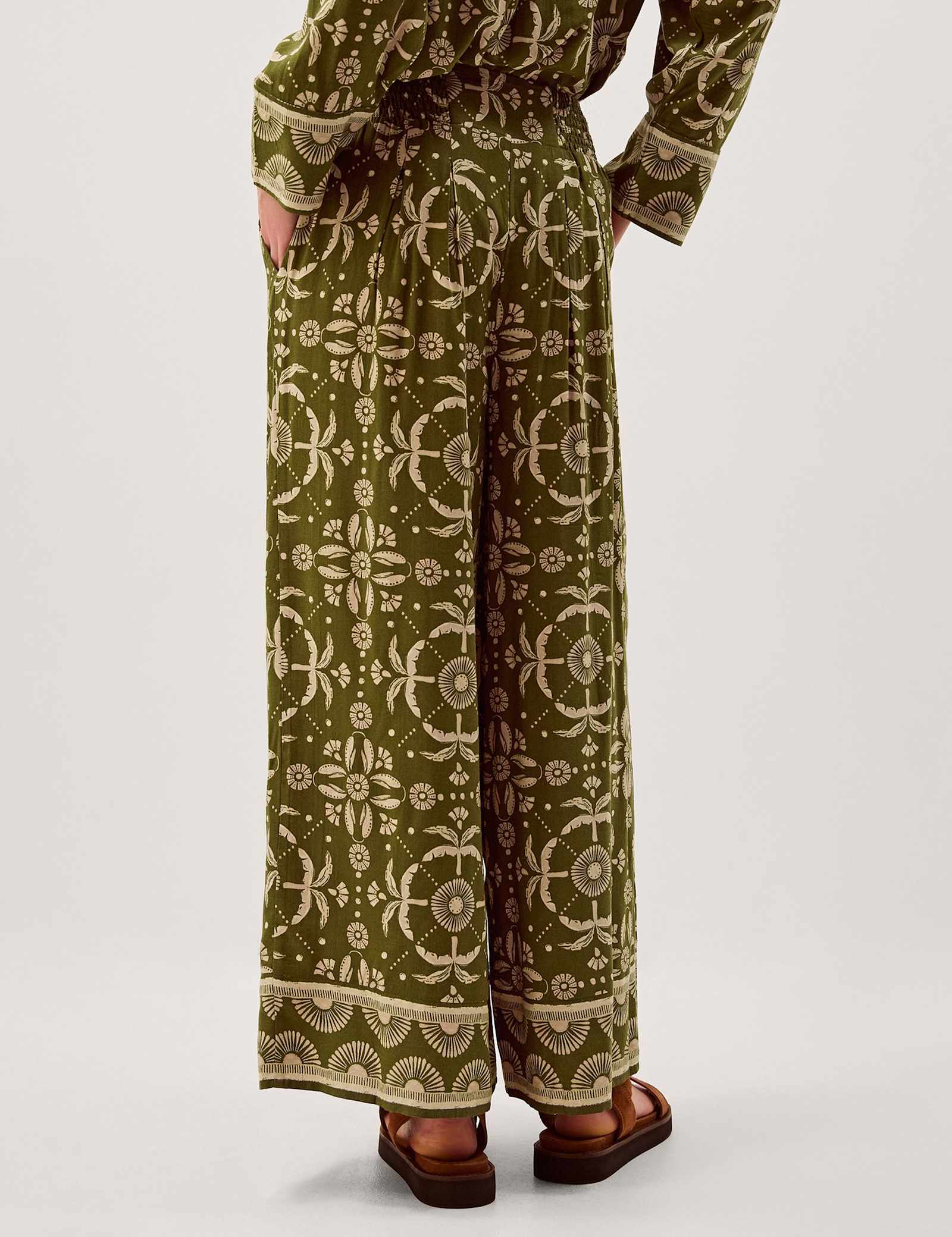 Printed Drawstring Wide Leg Trousers - image 4