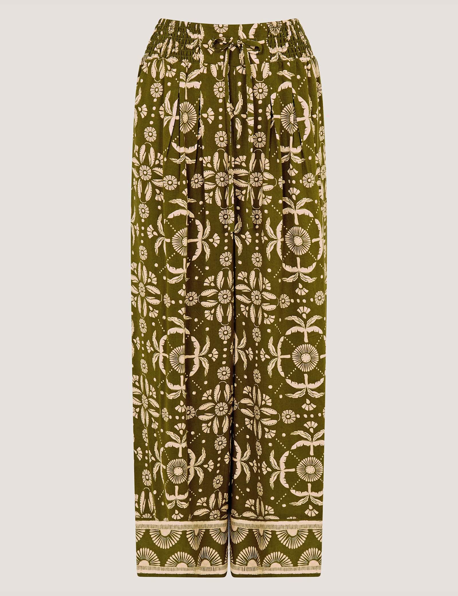 Printed Drawstring Wide Leg Trousers - image 1