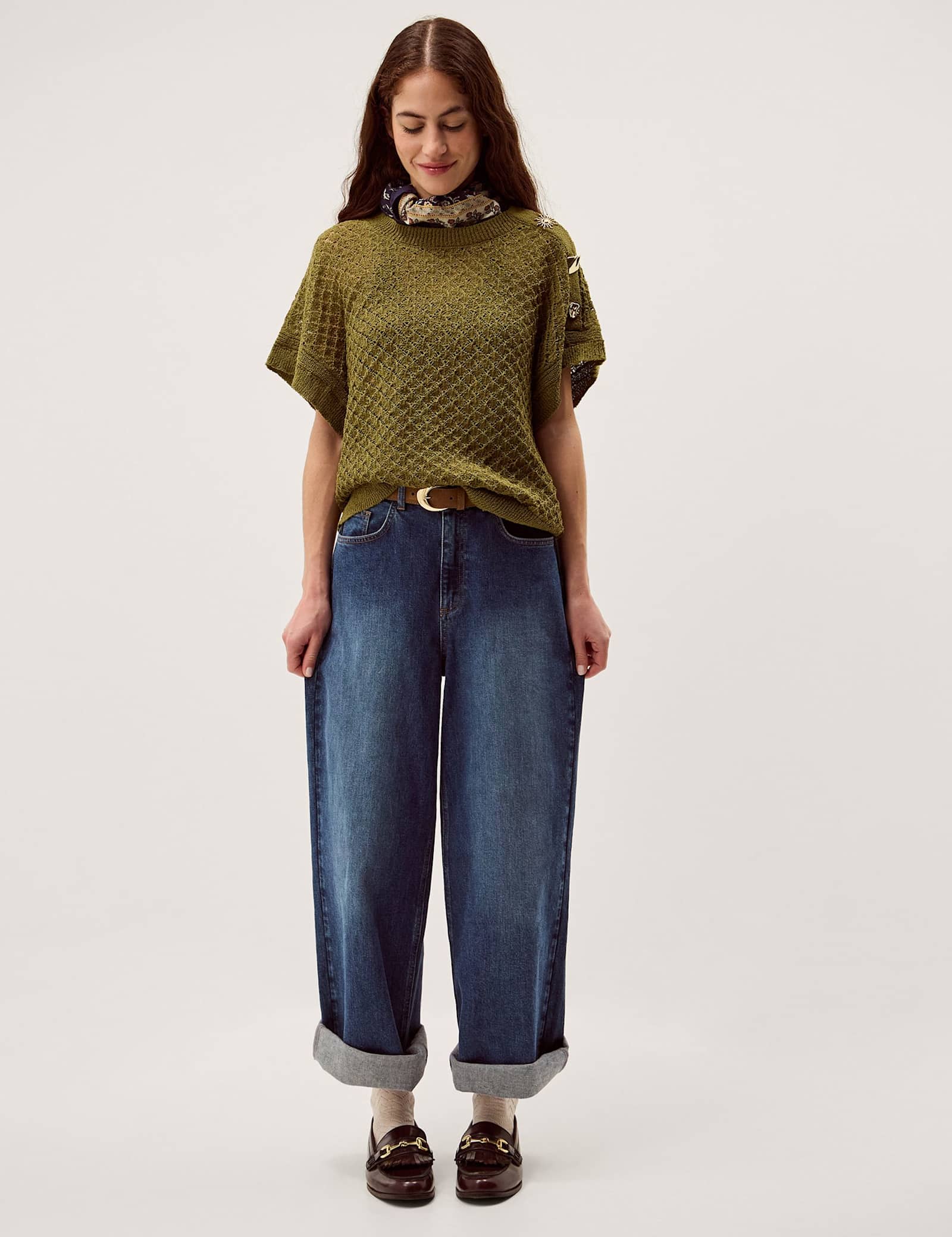 Textured Crew Neck Button Detail Jumper - image 3