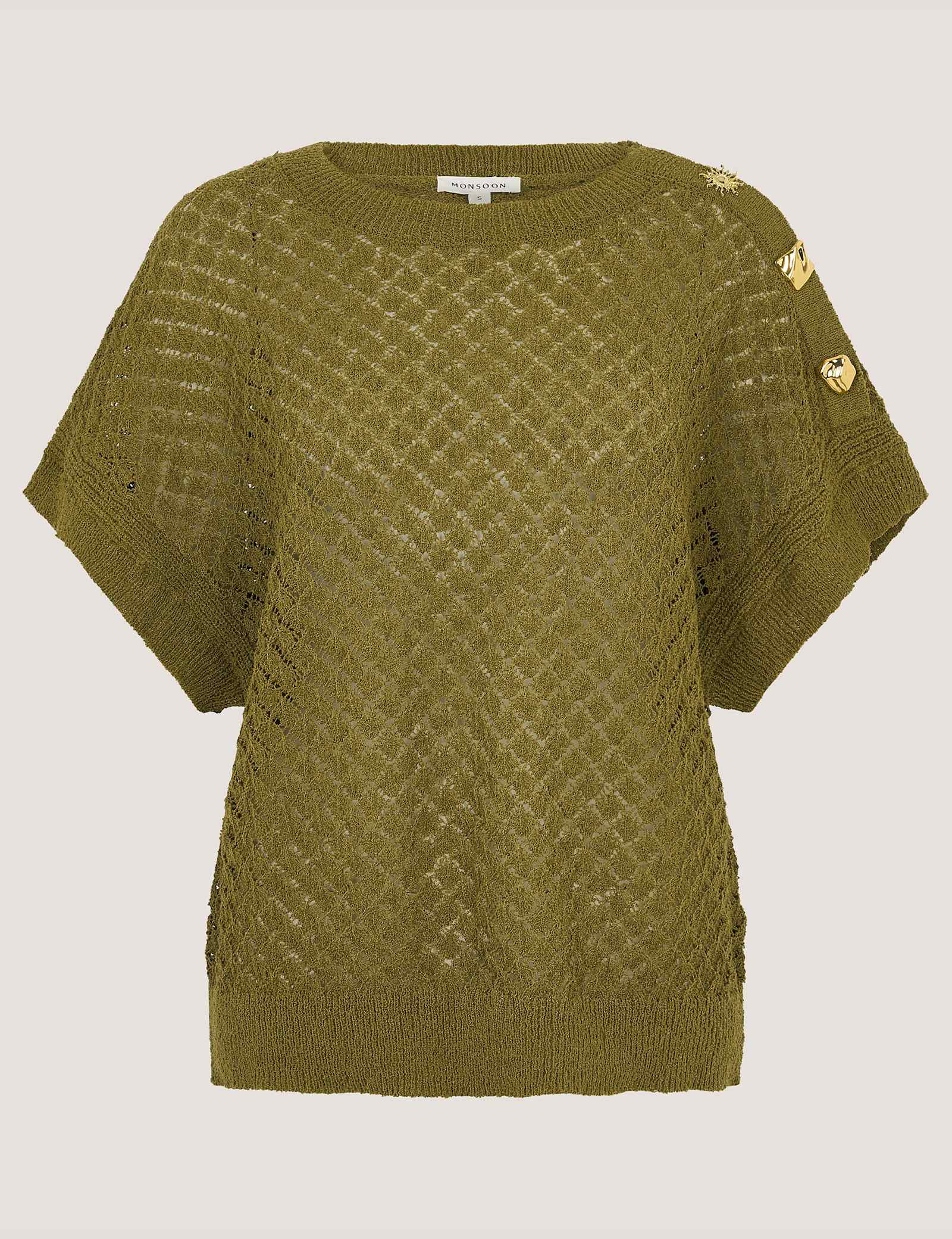 Textured Crew Neck Button Detail Jumper - image 1