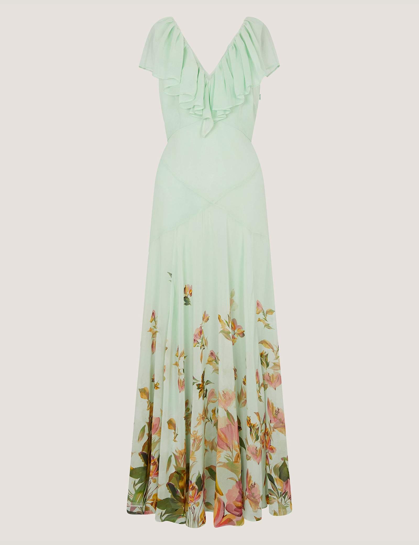 Floral V-Neck Ruffle Maxi Skater Dress - image 1