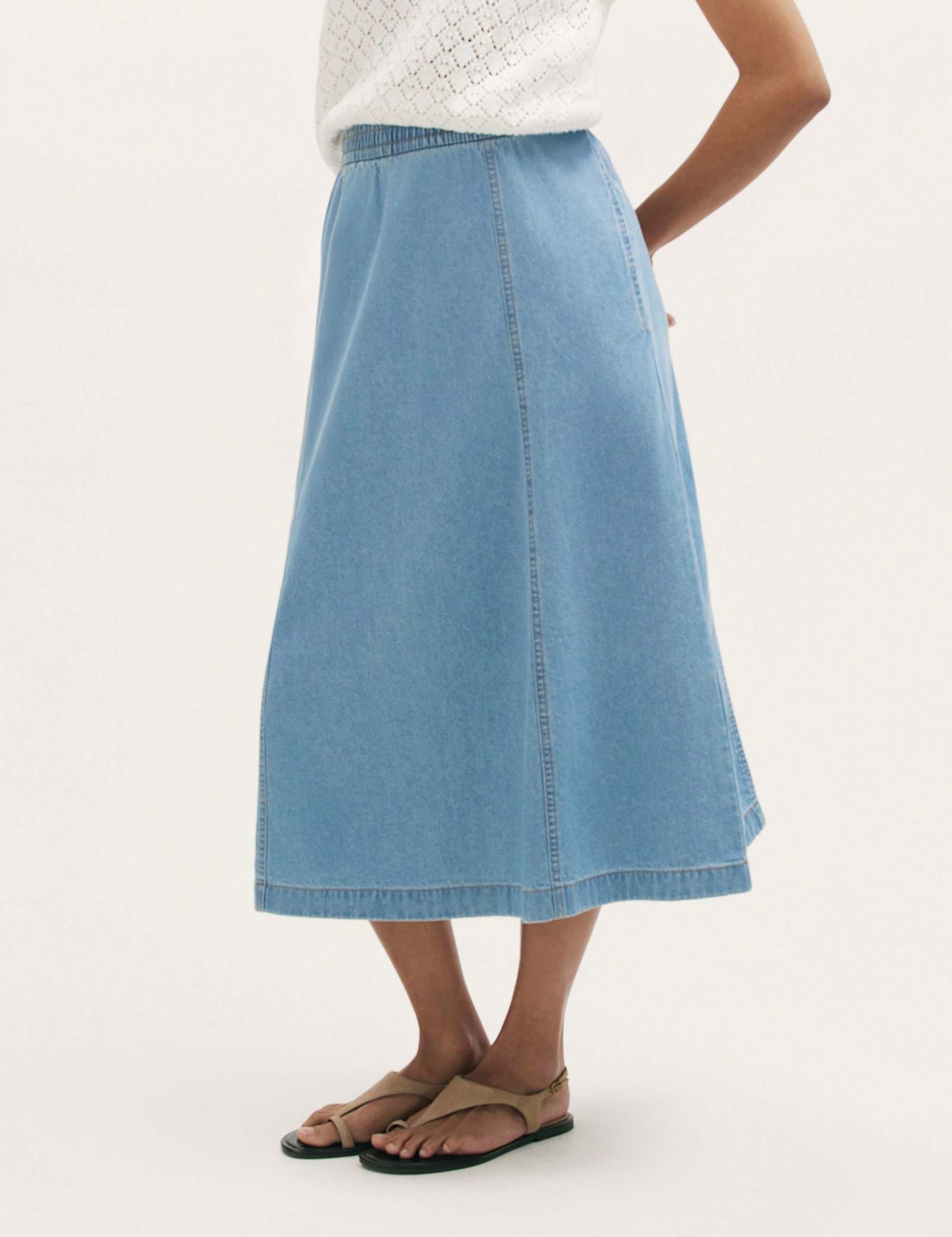Pure Cotton Denim Midaxi Skirt - image 5
