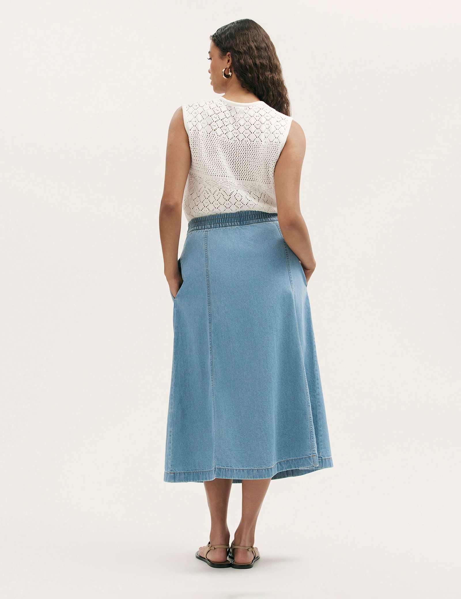 Pure Cotton Denim Midaxi Skirt - image 4
