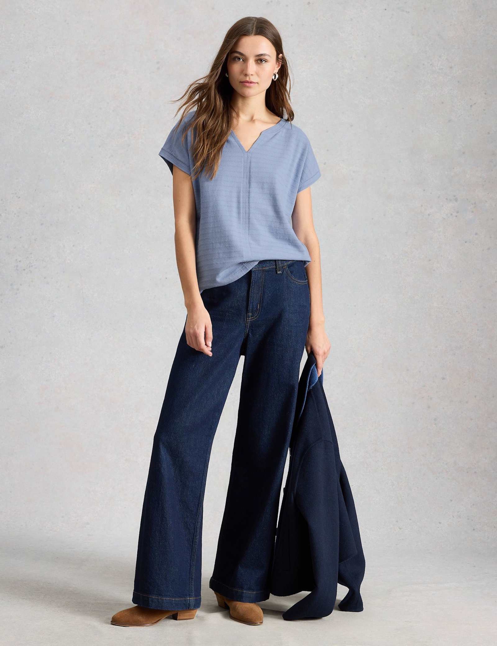 Pure Cotton Textured Notch Neck T-Shirt - image 4