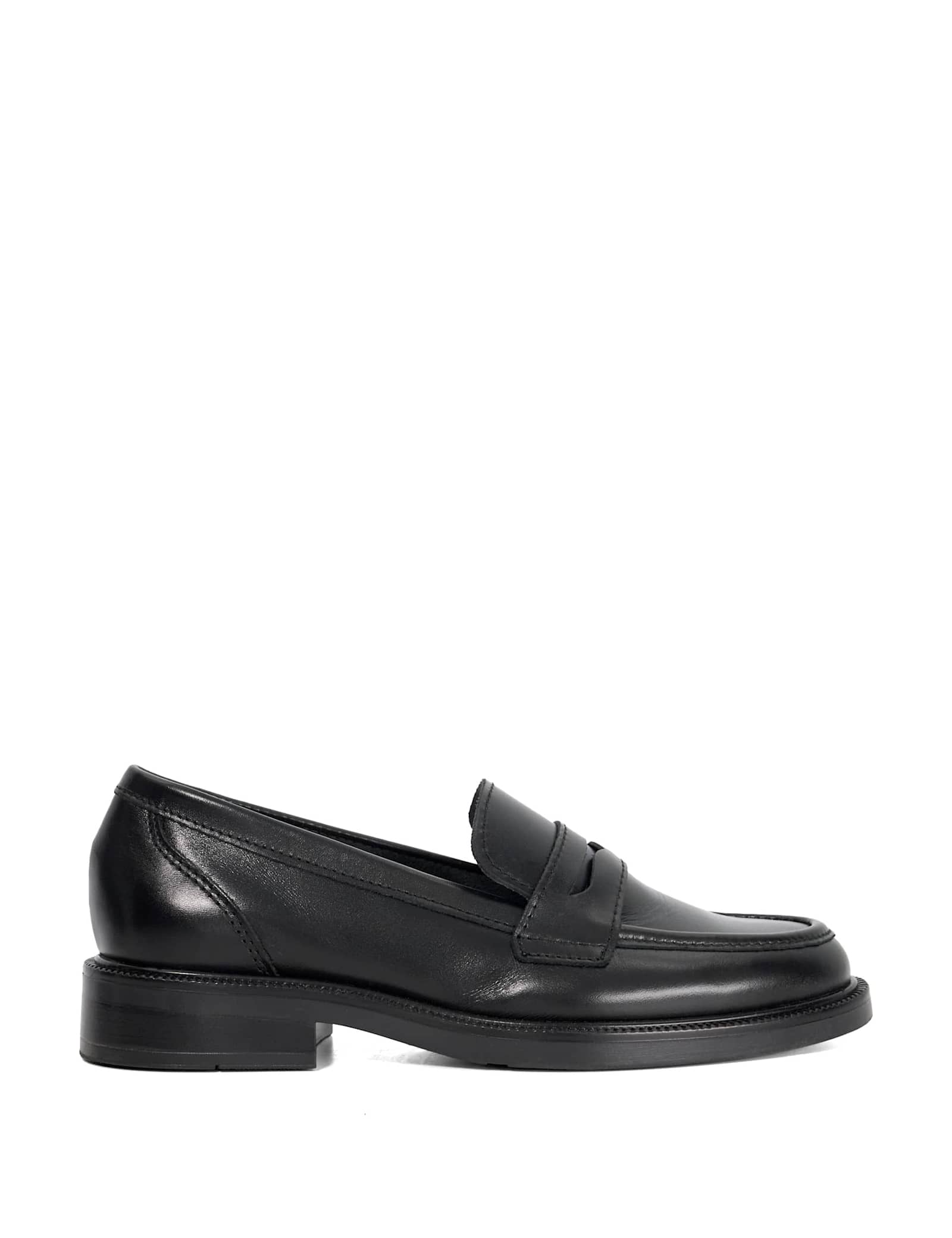 Leather Block Heel Penny Loafers - image 1