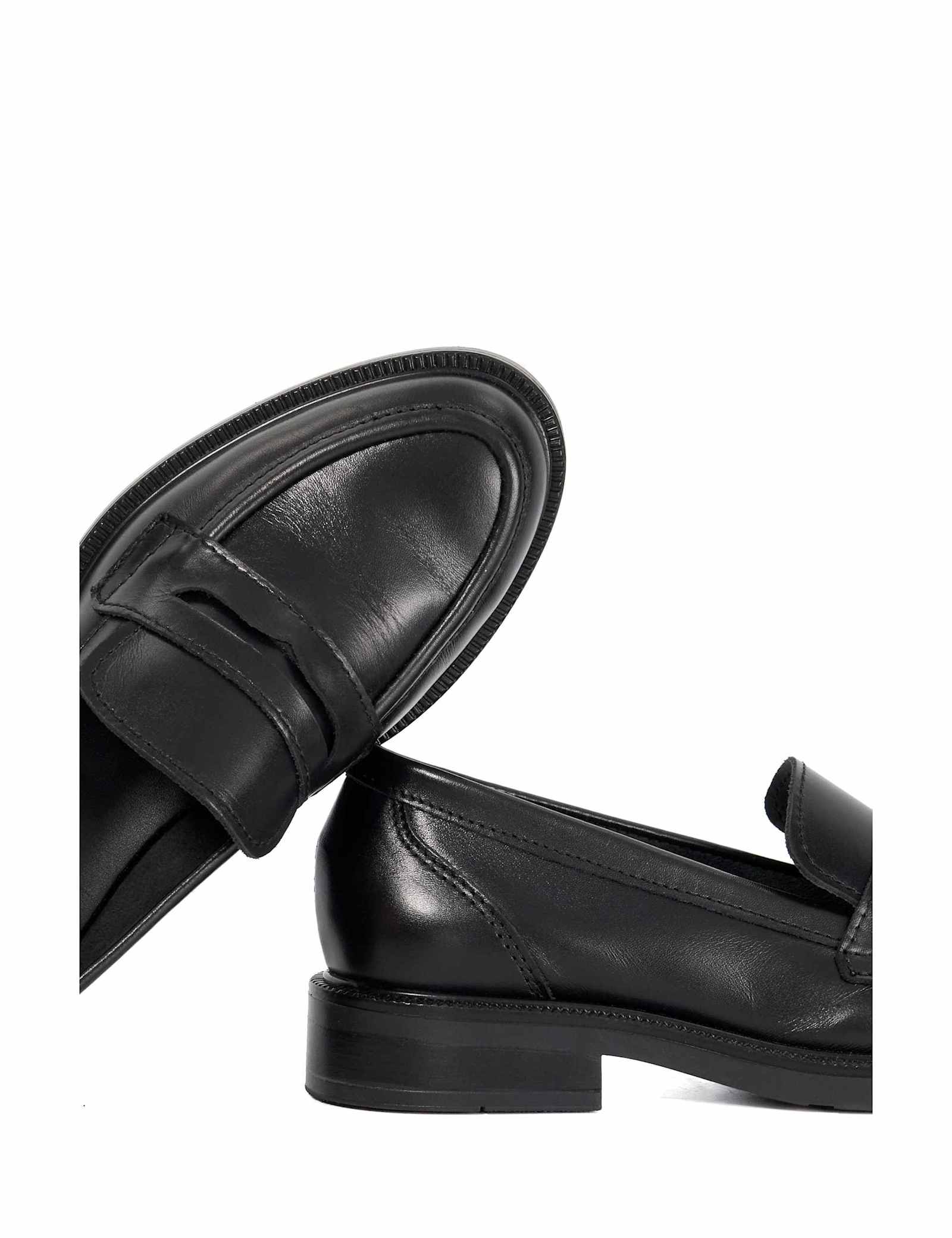 Leather Block Heel Penny Loafers - image 2
