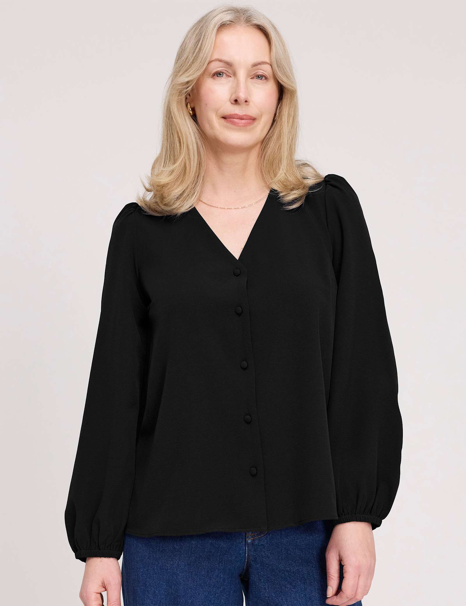 V-Neck Button-Through Top - image 1