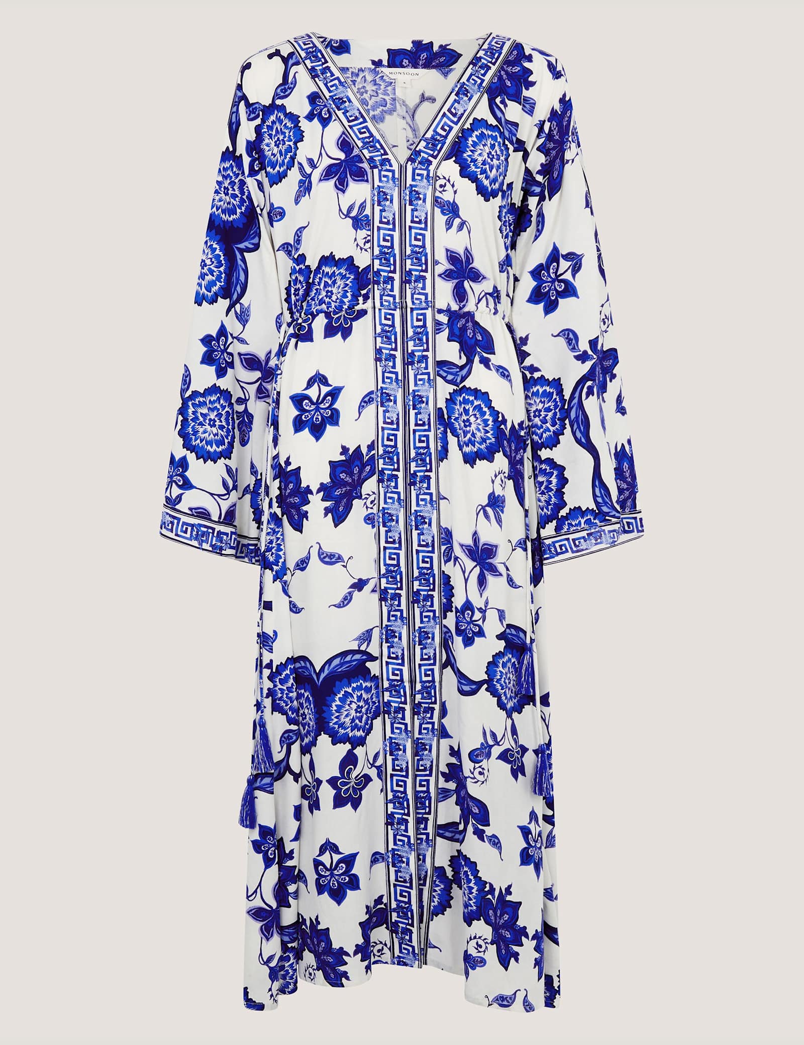 Floral V-Neck Angel Sleeve Maxi Beach Dress - image 1