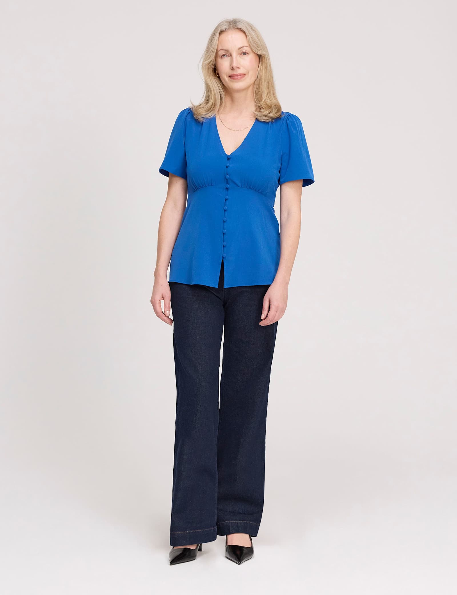 V-Neck Button-Through Top - image 1