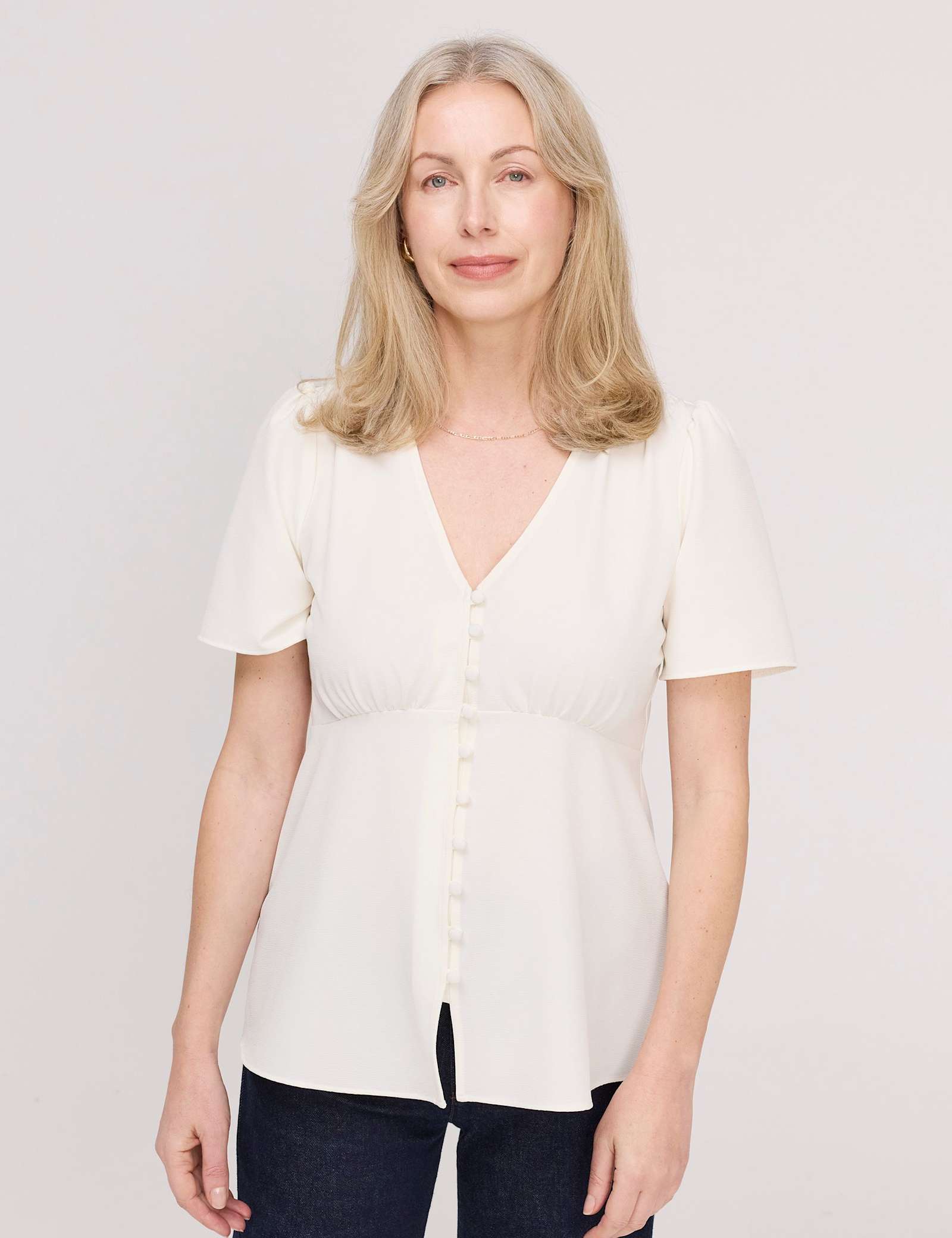 V-Neck Button-Through Top - image 3
