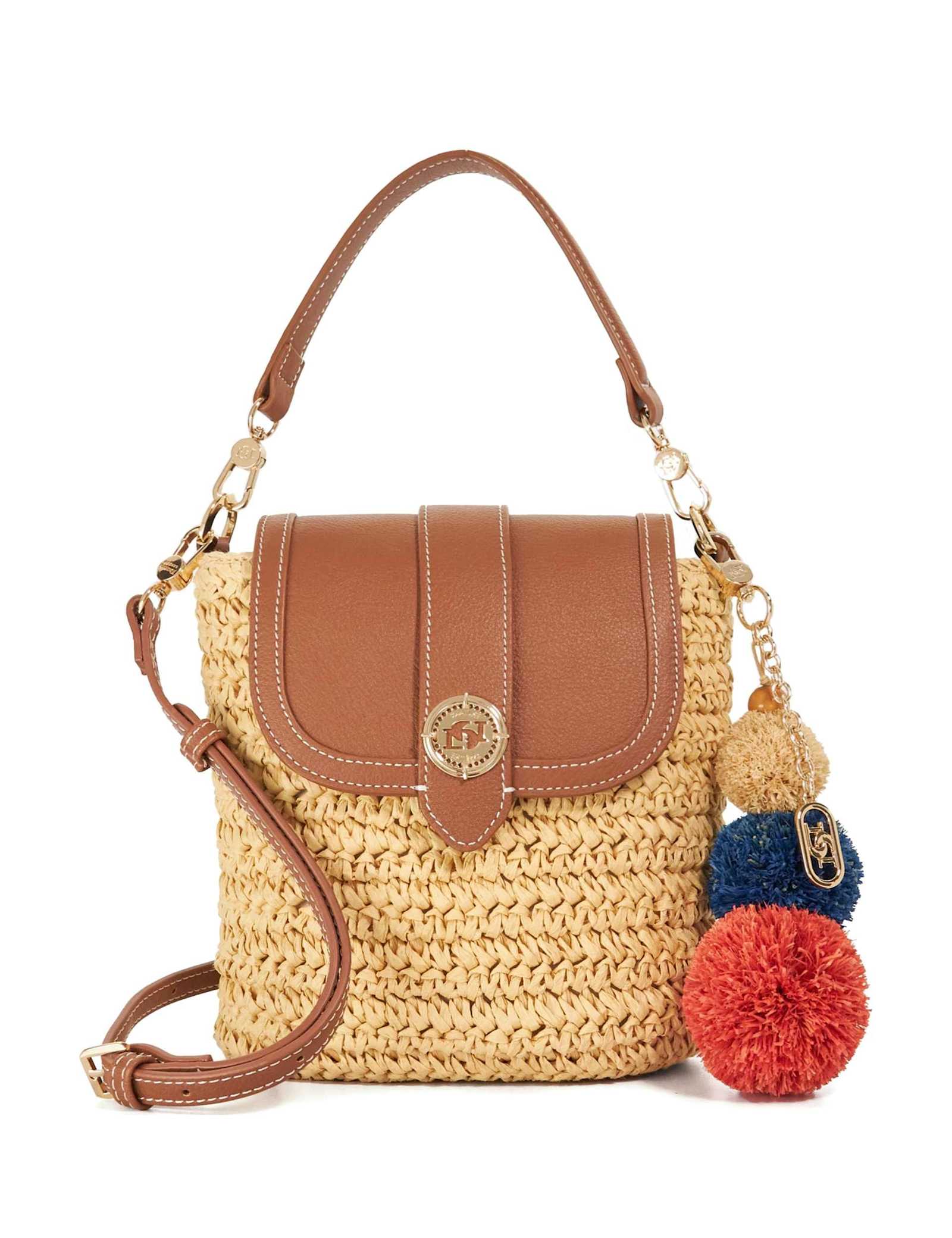 Raffia Top Handle Cross Body Bag - image 1