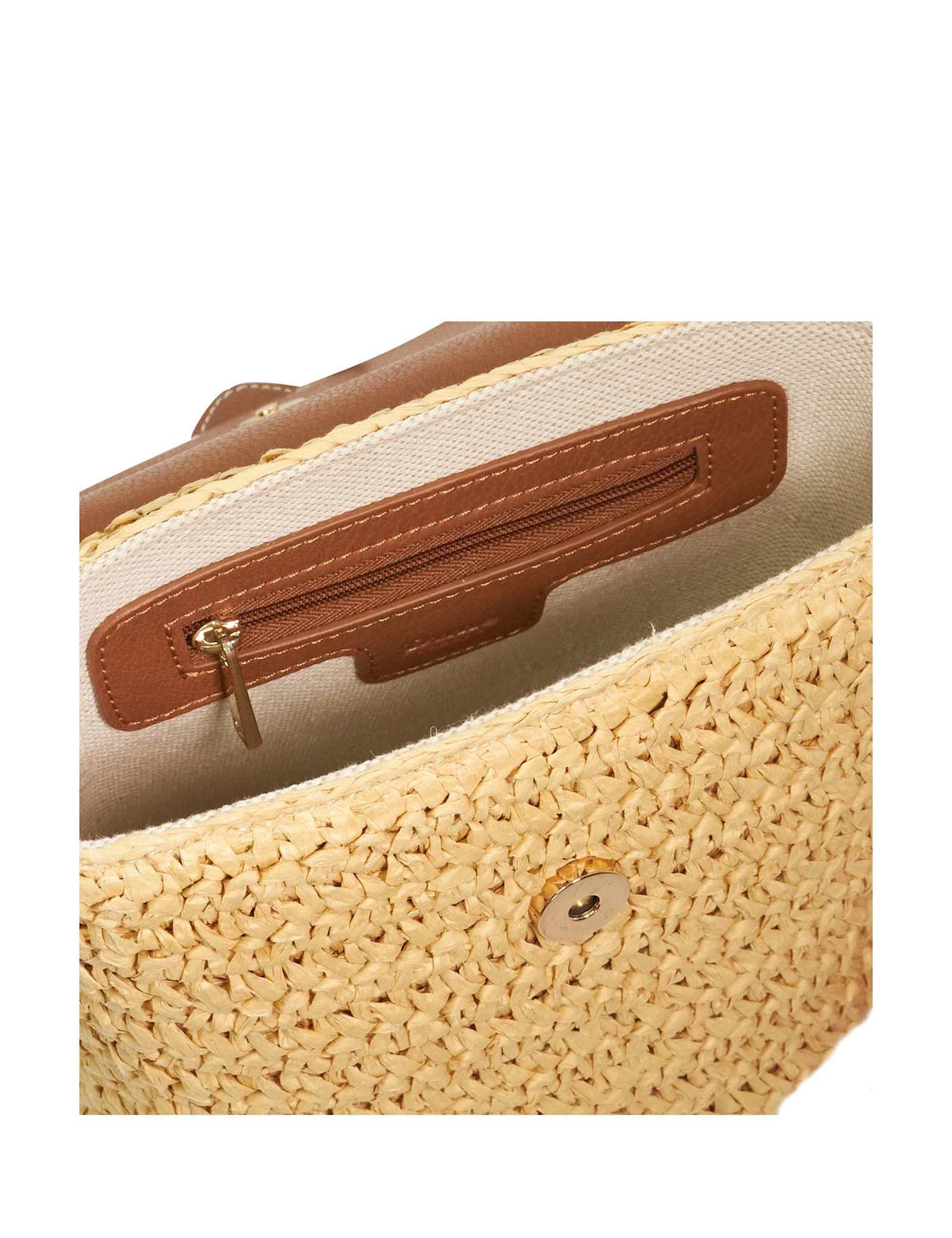 Raffia Top Handle Cross Body Bag - image 3