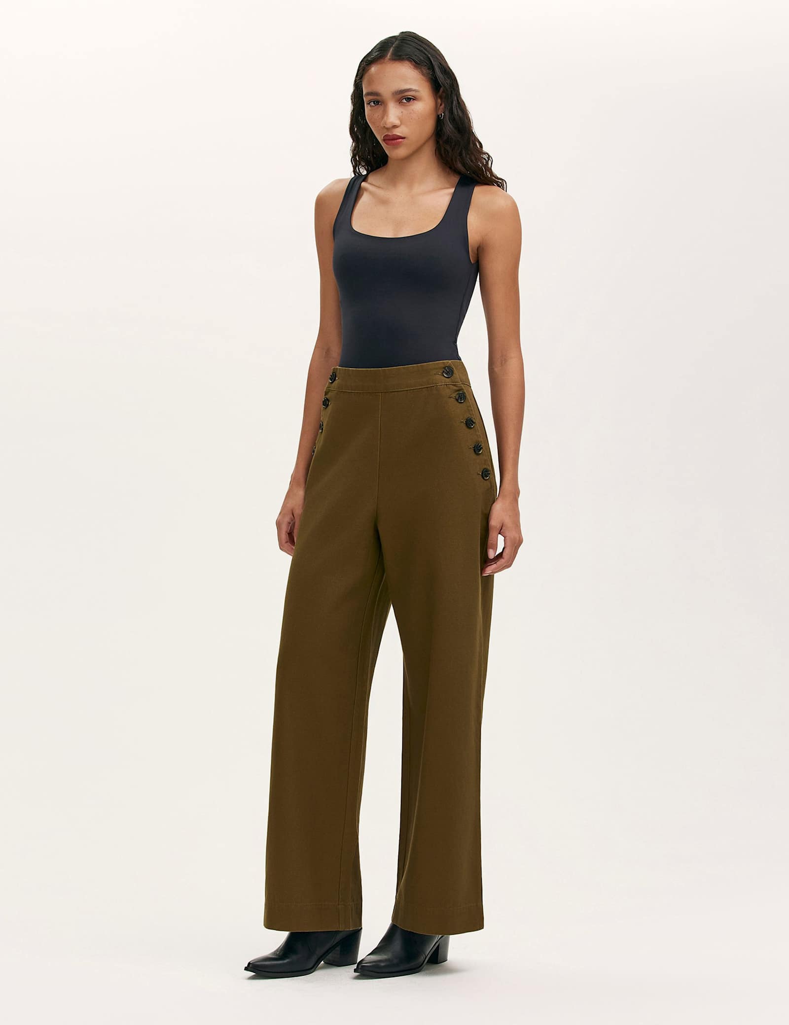 Pure Cotton Canvas Wide Leg Trousers - image 4