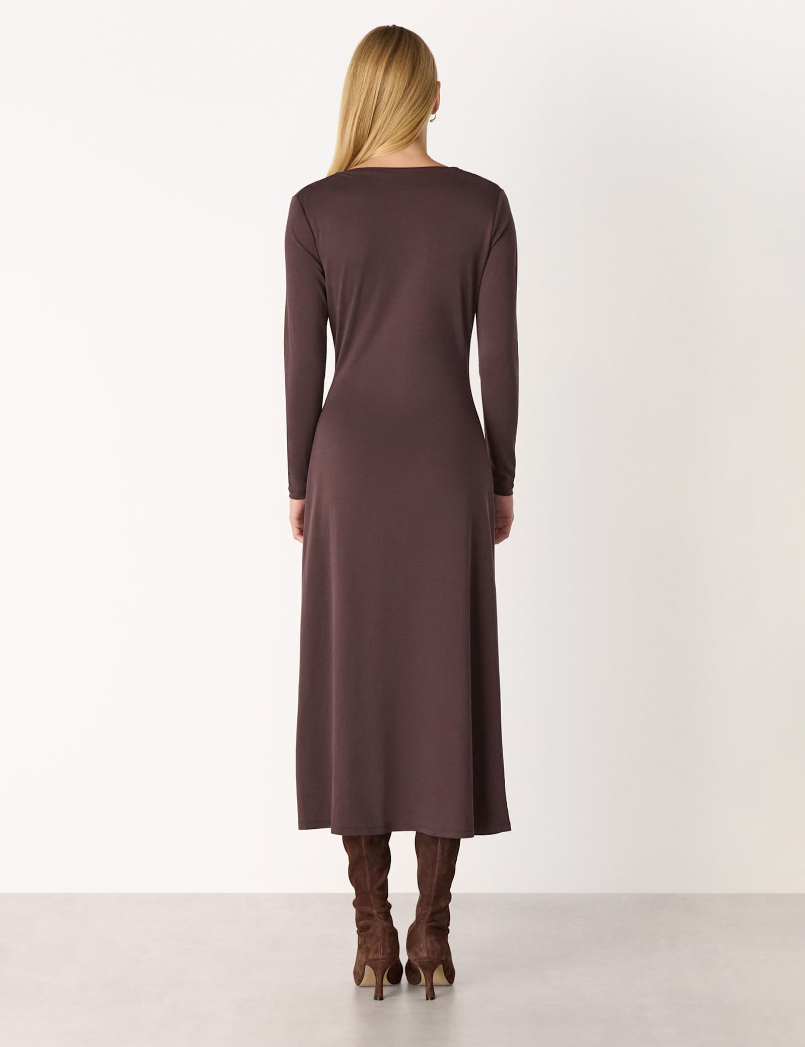 Jersey Ruched Midi Waisted Dress - image 4