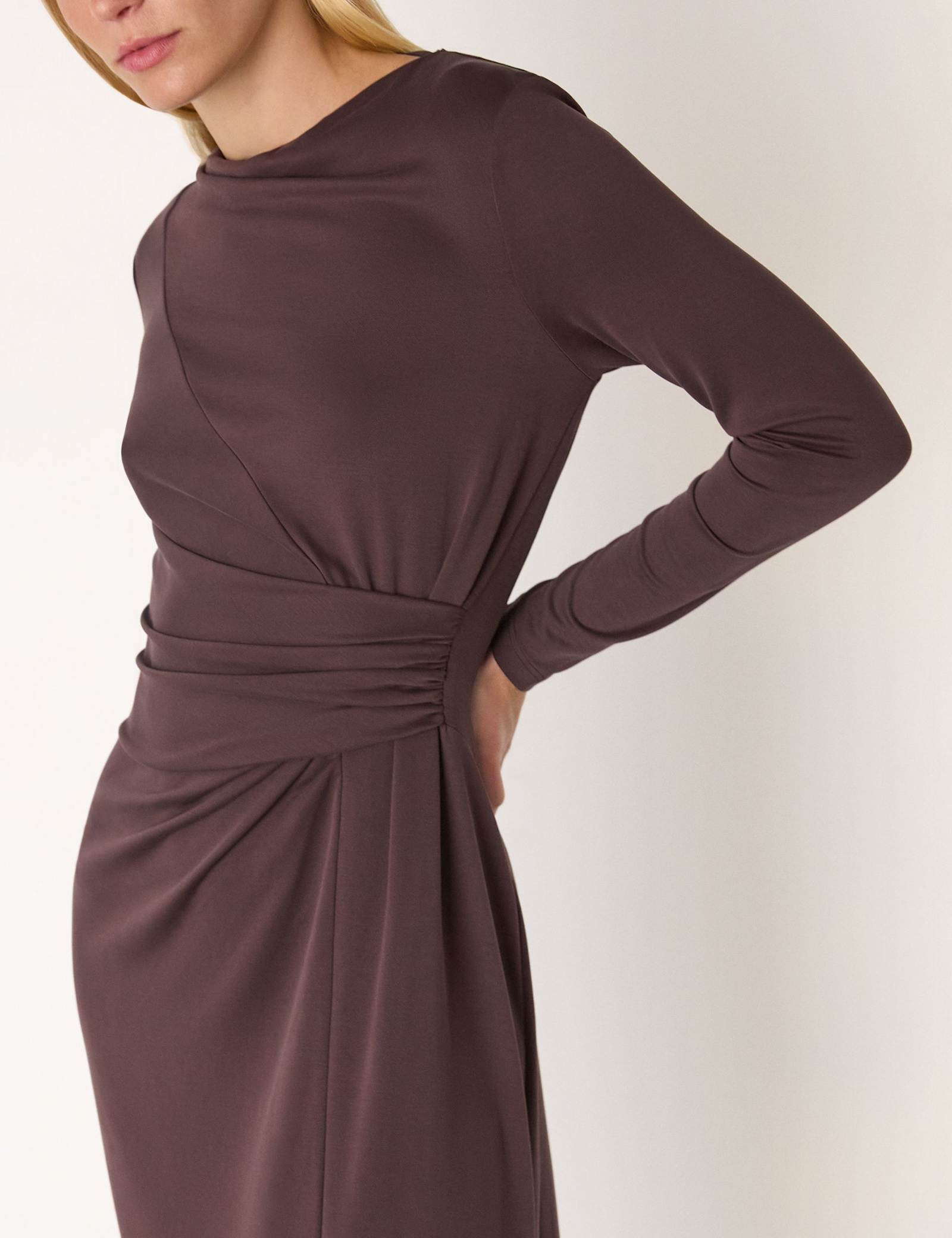 Jersey Ruched Midi Waisted Dress - image 3