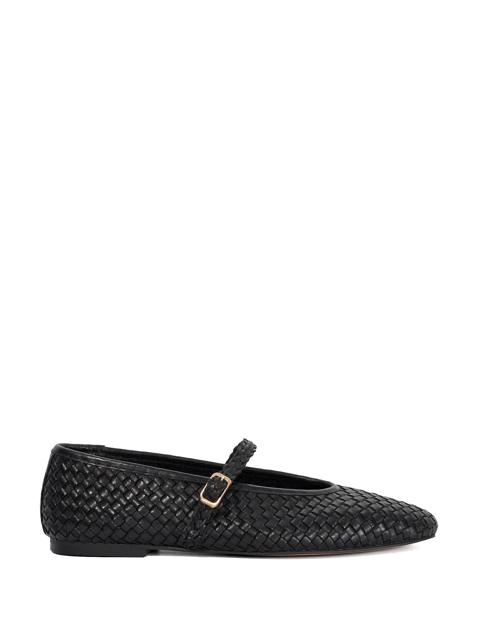 Wide Fit Leather Woven Buckle Flat Ballet Pumps - image 2