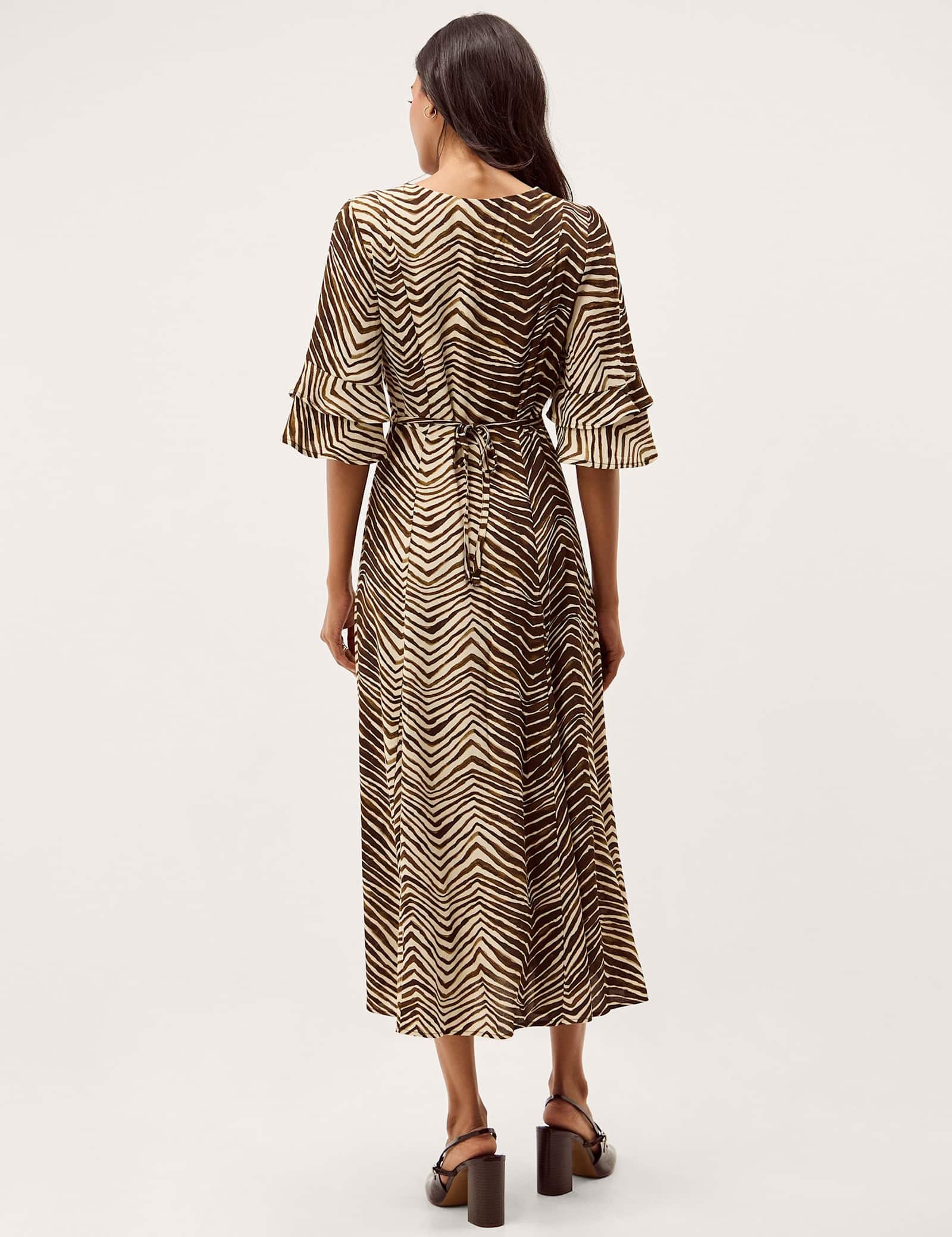 Animal Print V-Neck Midi Tea Dress - image 5
