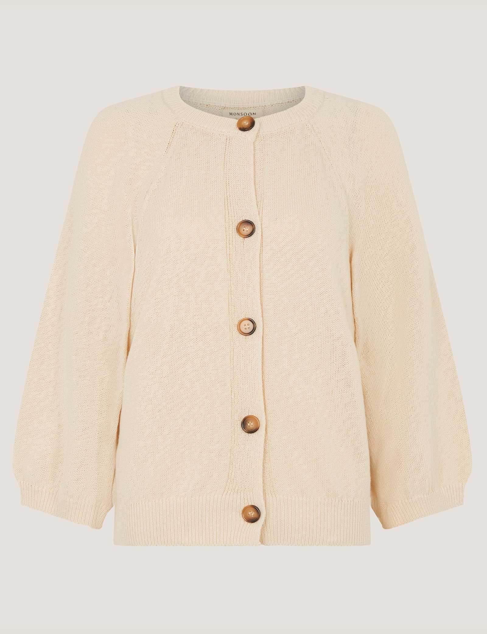 Cotton Rich Textured Crew Neck Cardigan - image 2