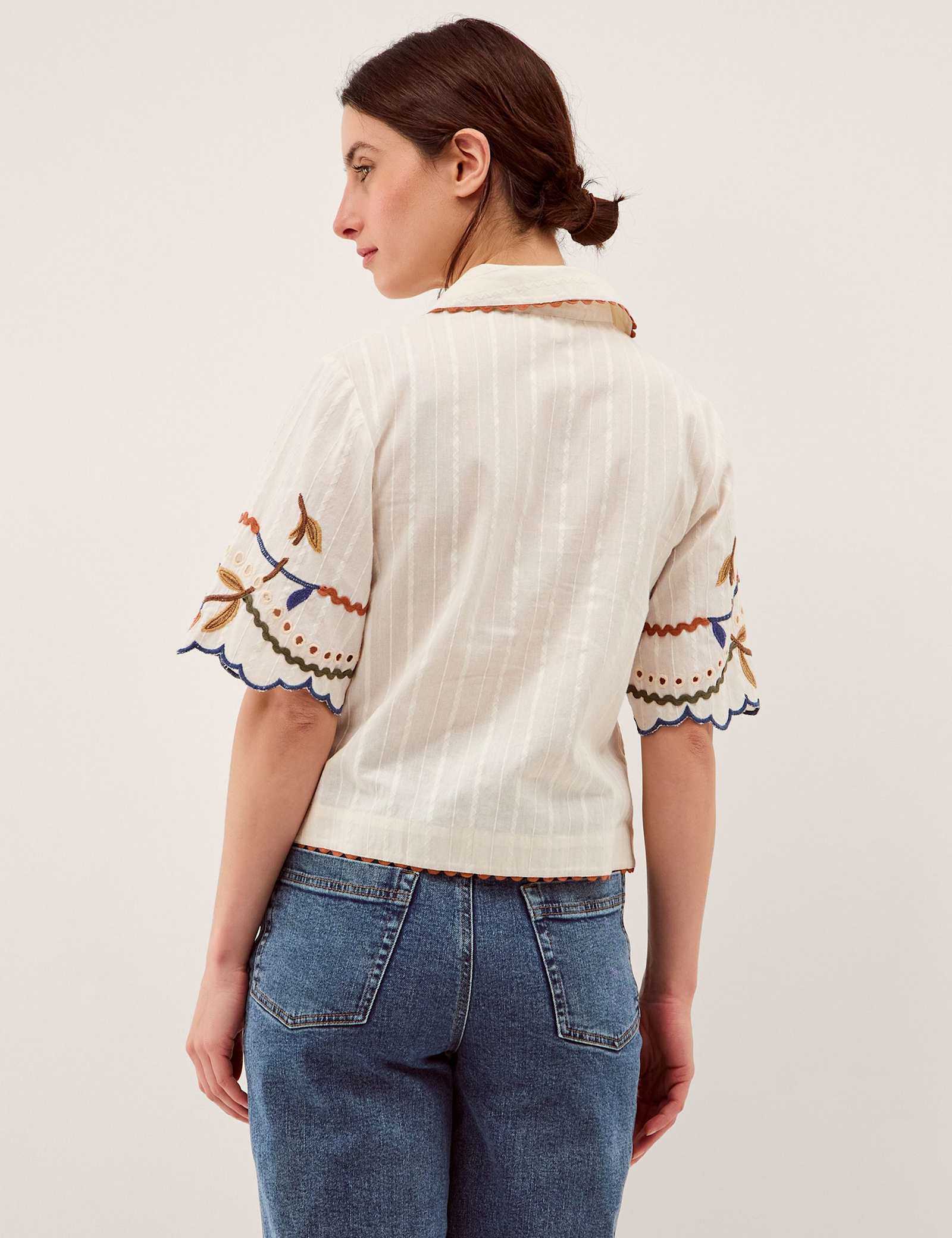 Pure Cotton Embroidered Ric Rac Trim Shirt - image 4