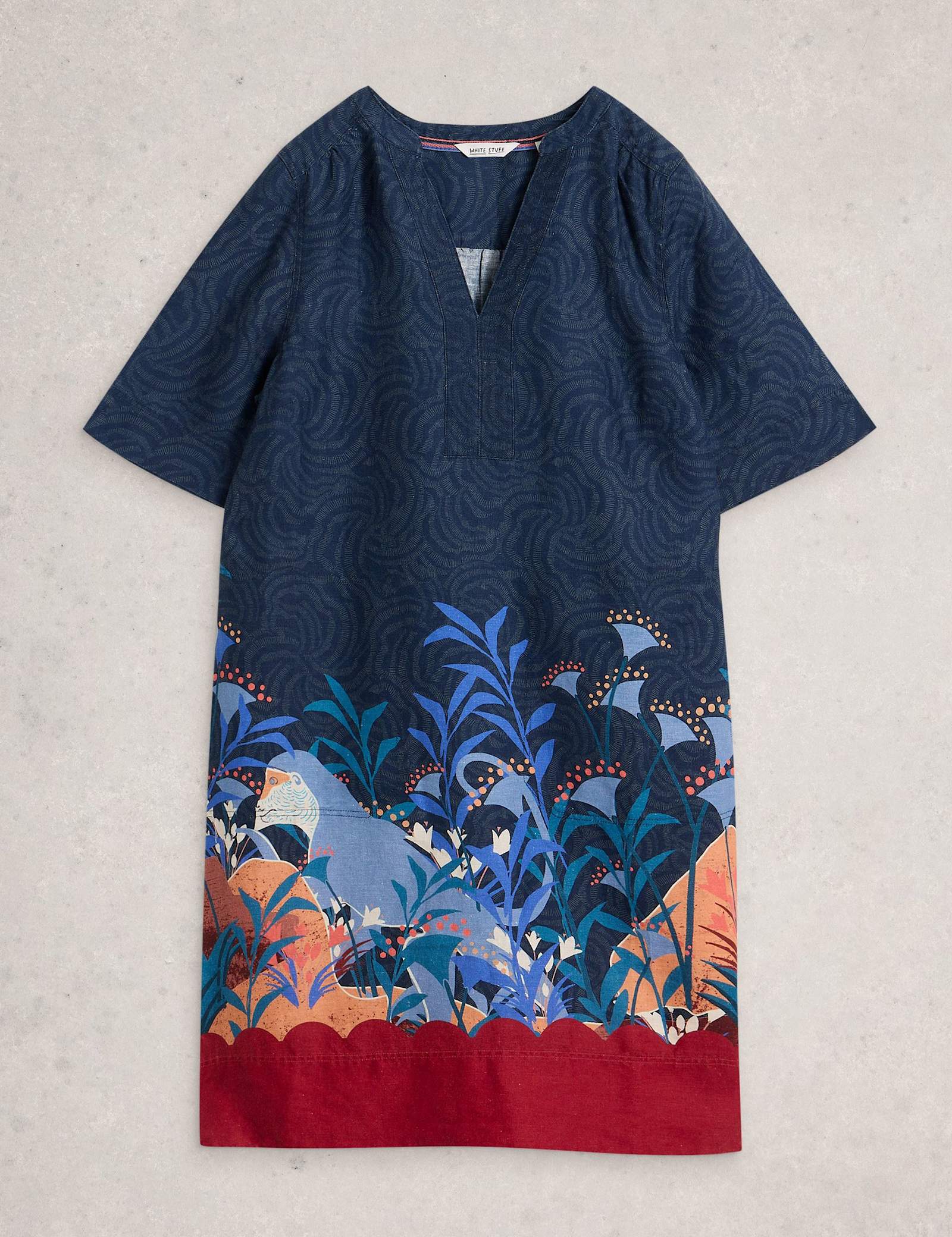 Pure Linen Knee Length Relaxed Tea Dress - image 1