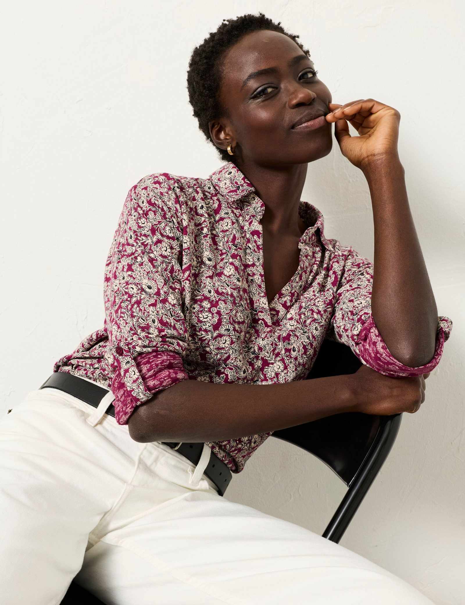 Modal Blend Jersey Floral Relaxed Shirt - image 4