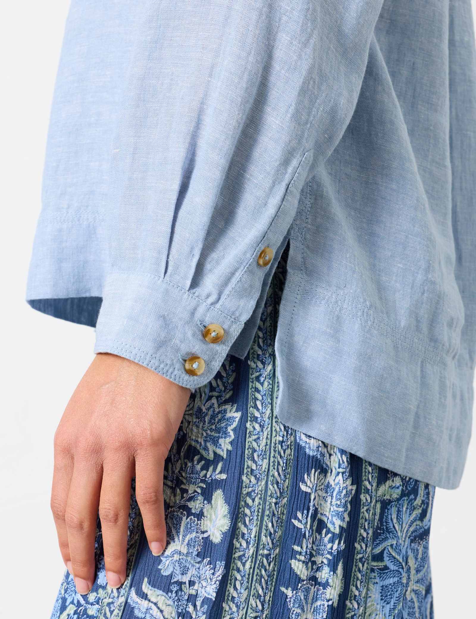 Pure Linen Crew Neck Popover Blouse - image 4