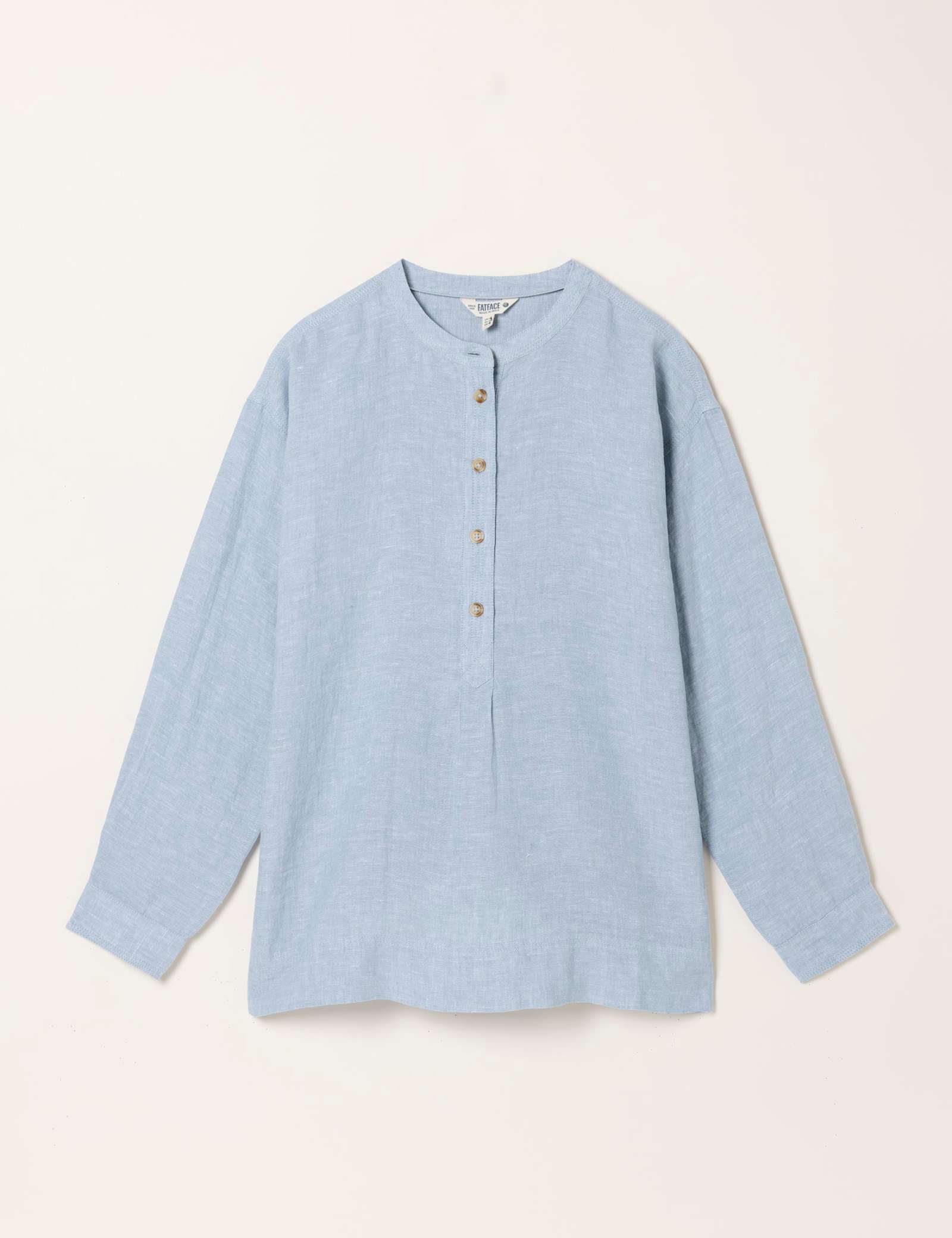 Pure Linen Crew Neck Popover Blouse - image 1