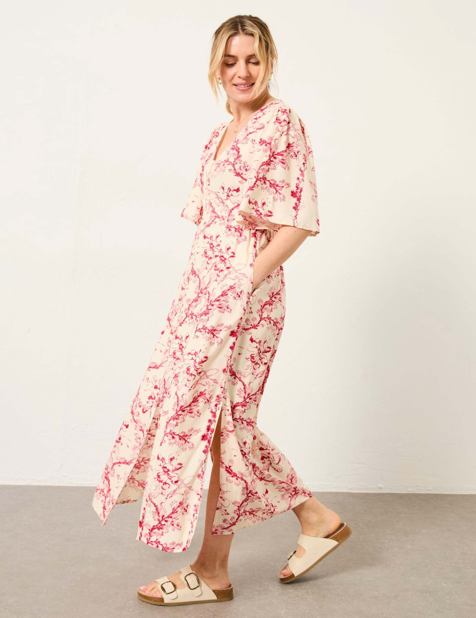 Floral V-Neck Midi Tea Dress - image 2