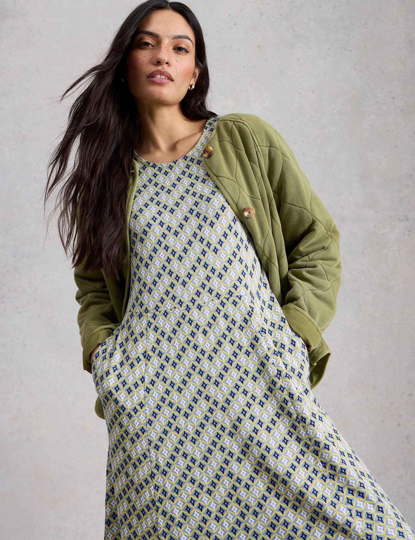 Jersey Round Neck Waisted Midi Dress - image 5