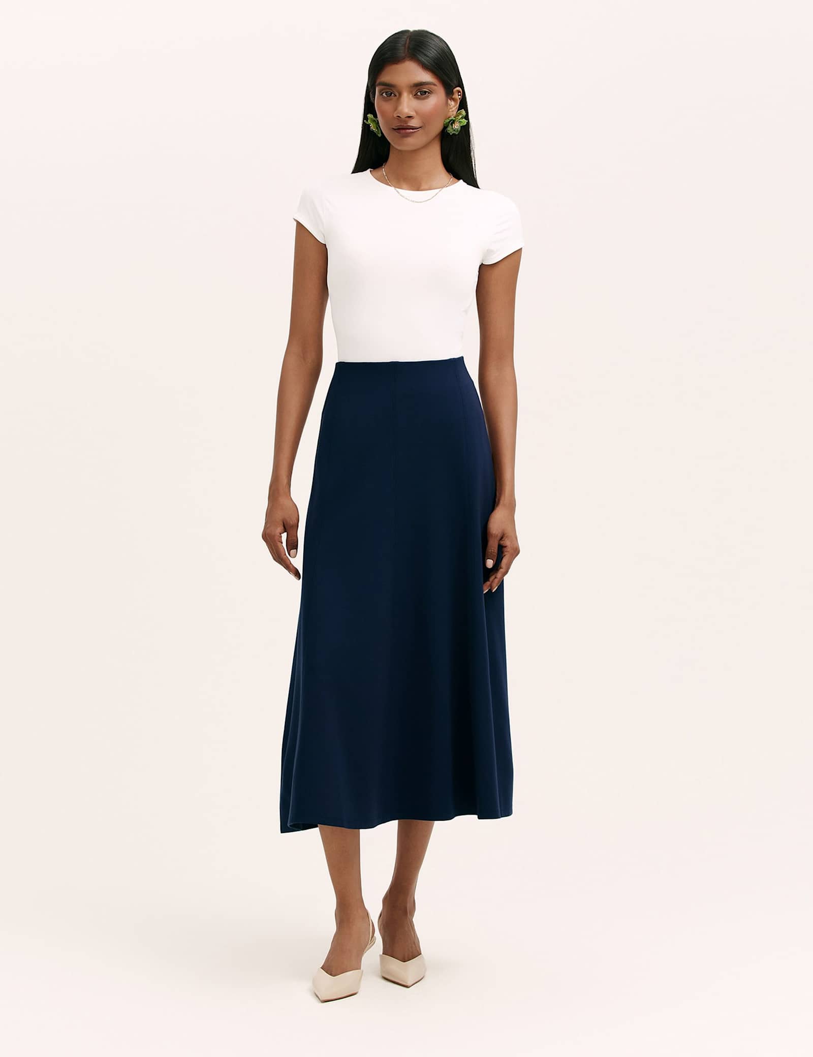 Jersey Midi A-Line Skirt - image 1