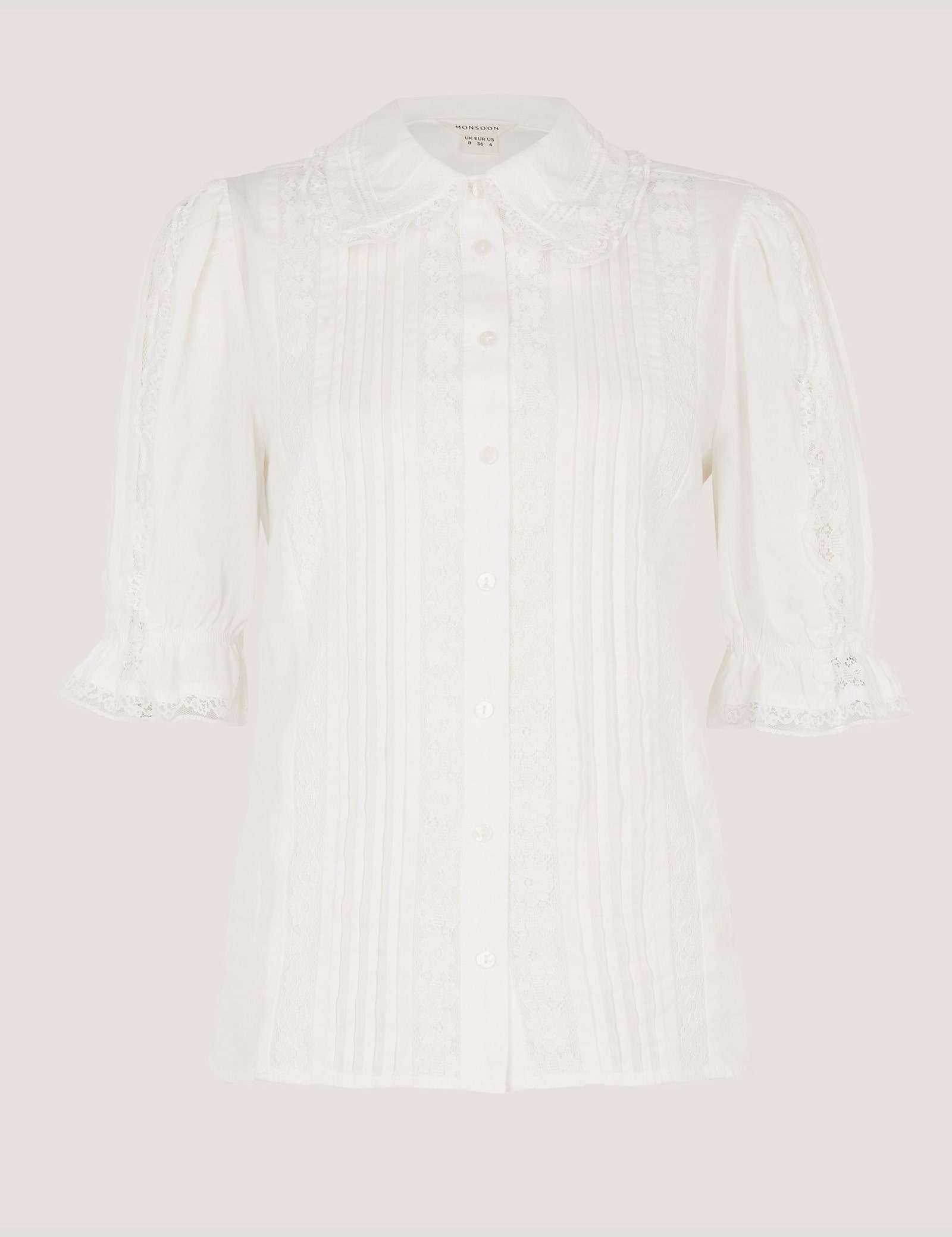 Pure Cotton Lace Insert Puff Sleeve Shirt - image 1