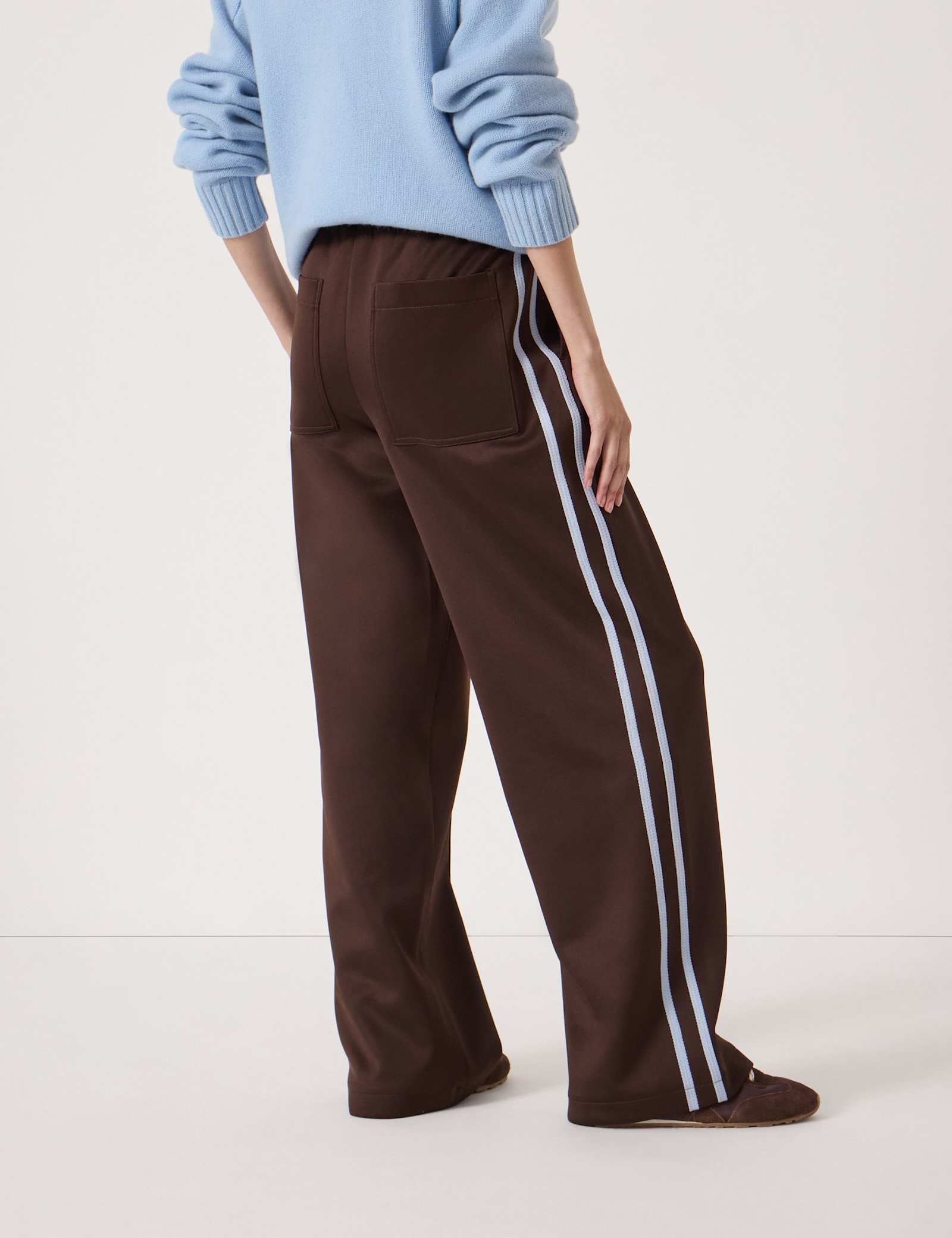 Cotton Blend Side Stripe Wide Leg Joggers - image 4