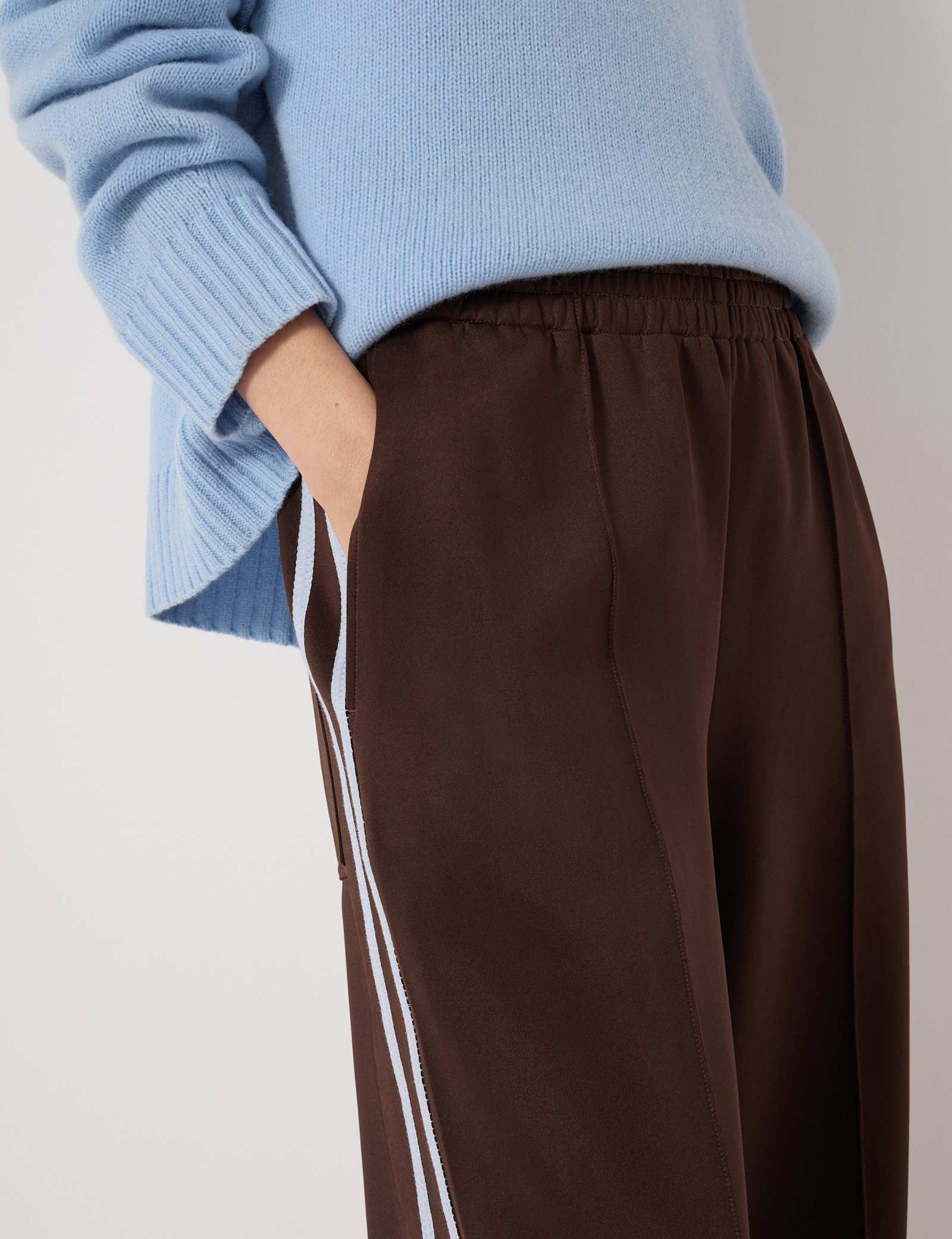 Cotton Blend Side Stripe Wide Leg Joggers - image 3