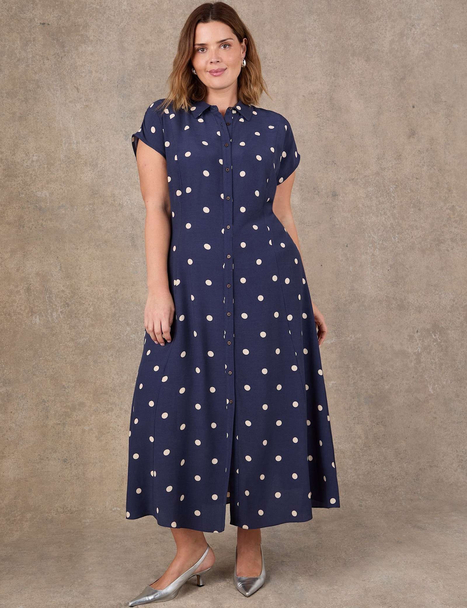 Polka Dot Button Through Midaxi Shirt Dress - image 4