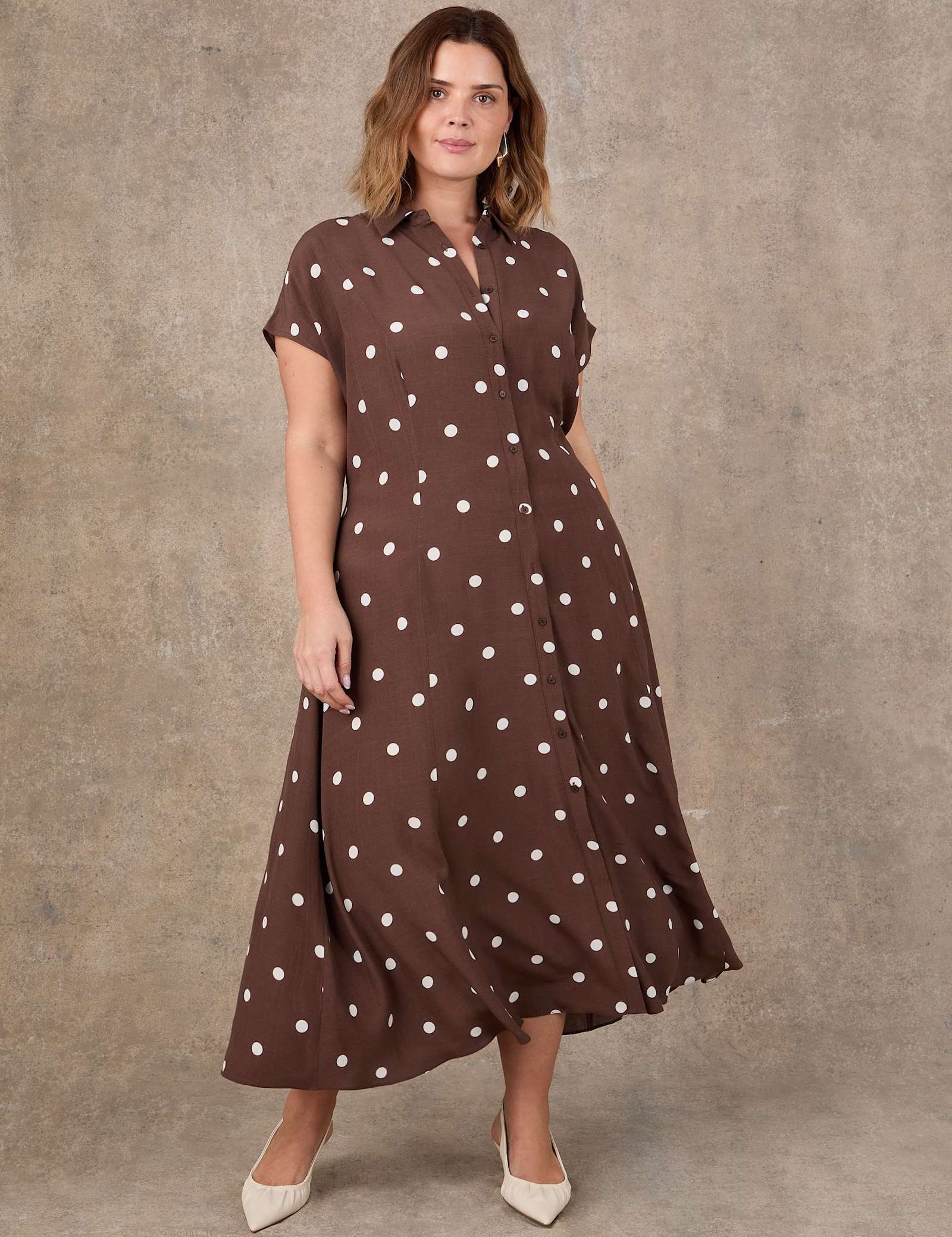 Polka Dot Button Through Midaxi Shirt Dress - image 2