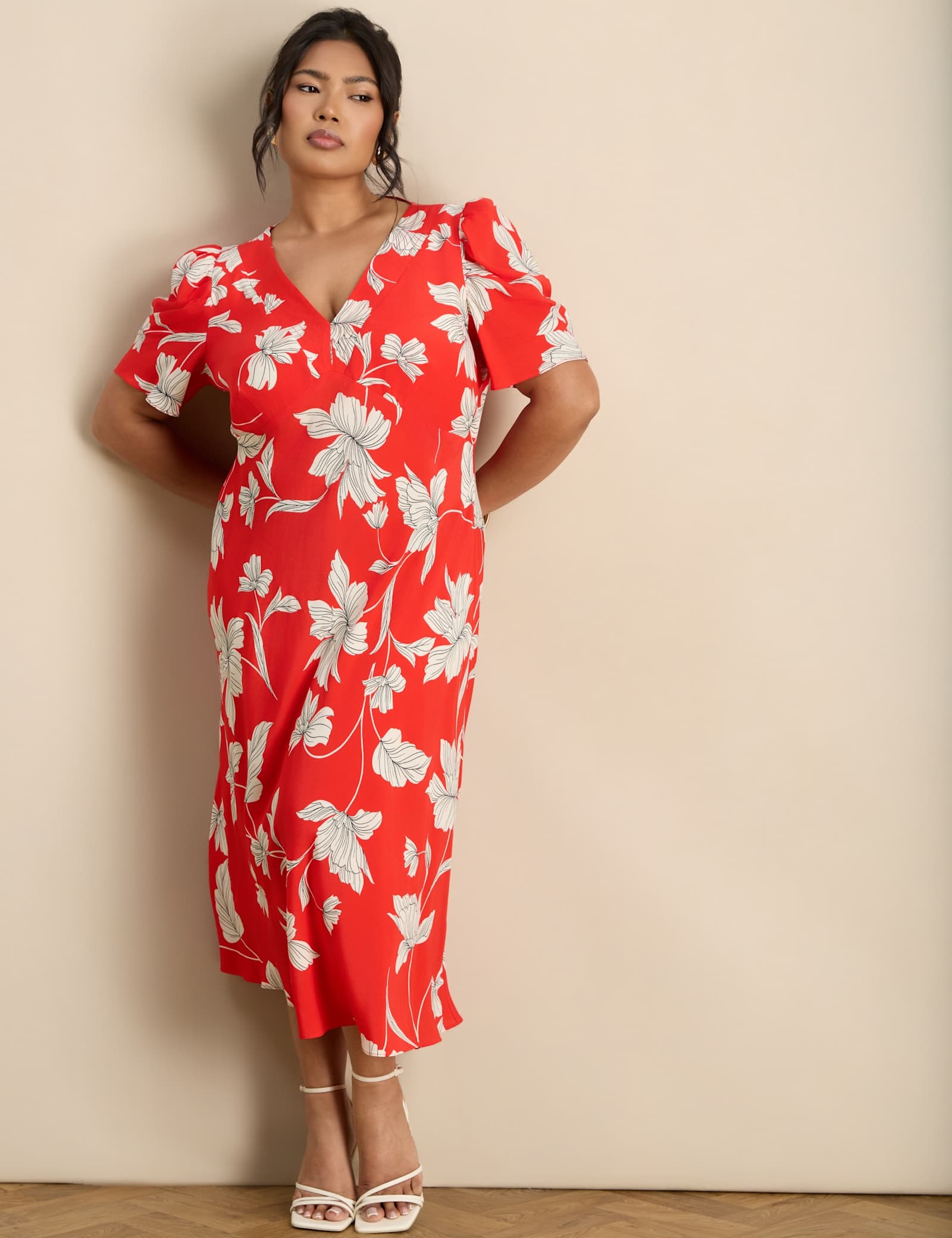 Jersey Floral V-Neck Midaxi Tea Dress - image 3