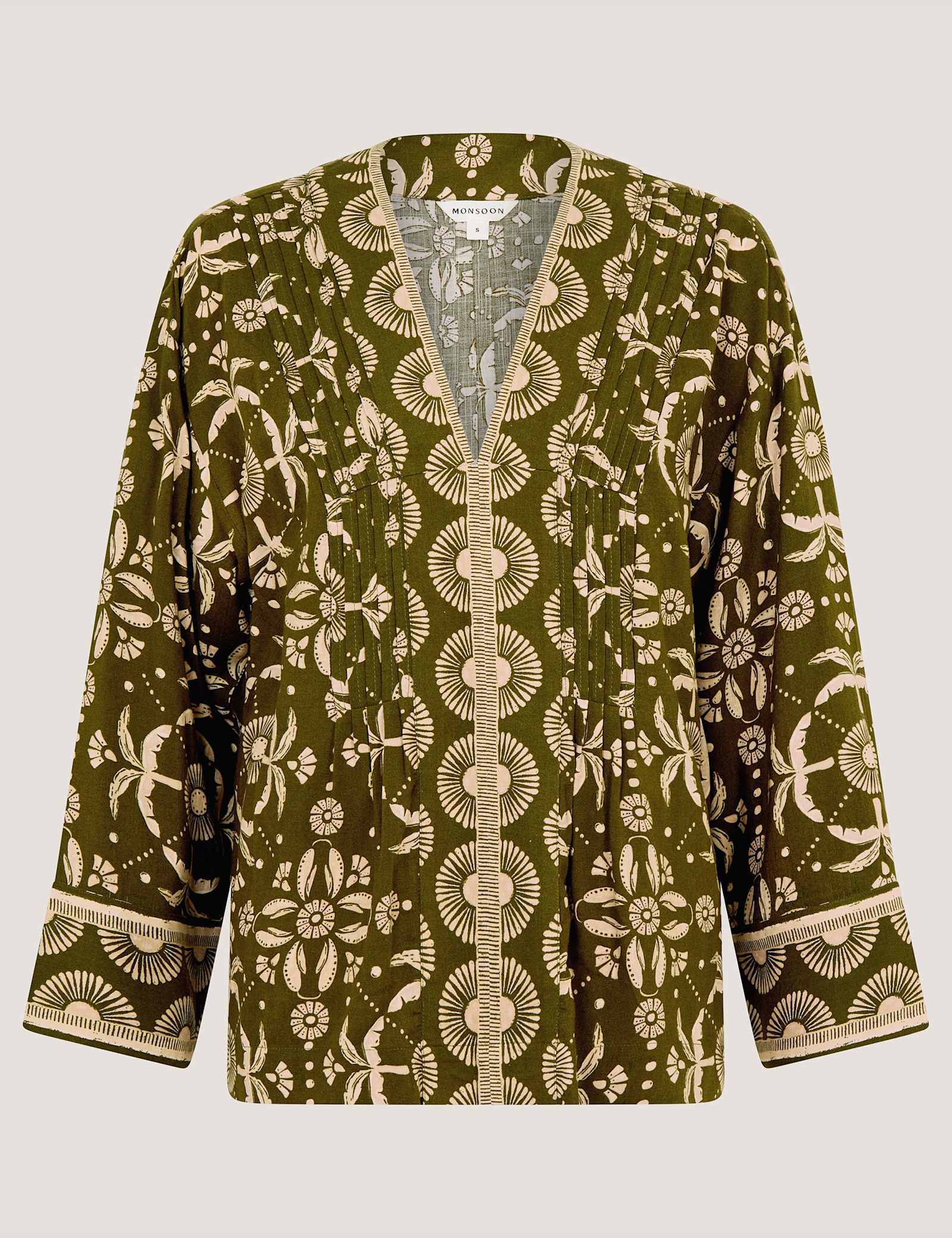 Floral V-Neck Pintuck Top - image 1