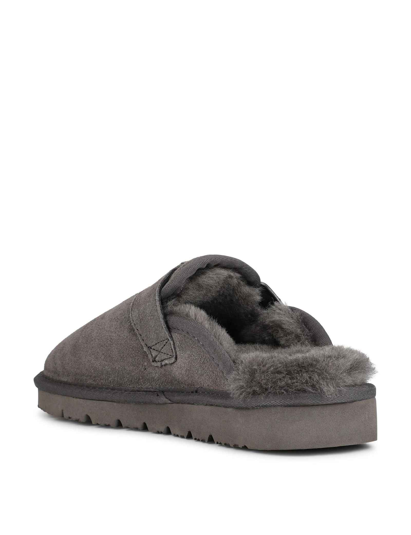 Suede Faux Fur Lined Round Toe Mule Slippers - image 4