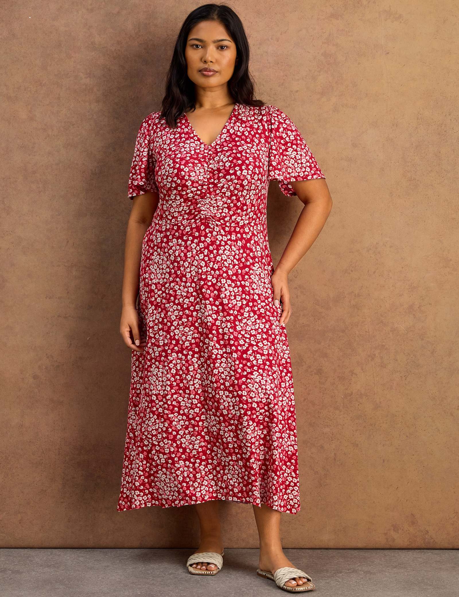 Floral V-Neck Midaxi Tea Dress - image 3