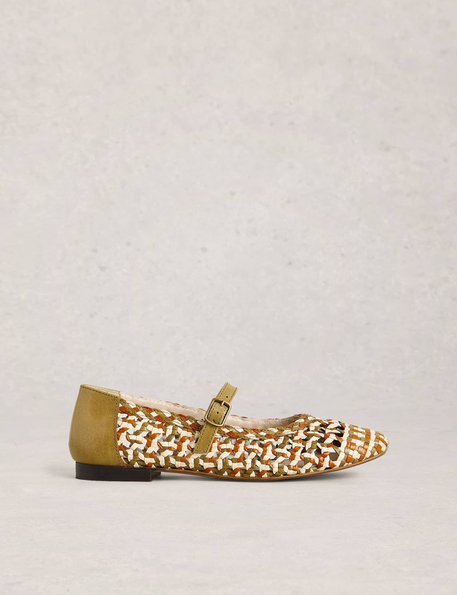 Leather Woven Mary Jane Ballet Pumps - image 1