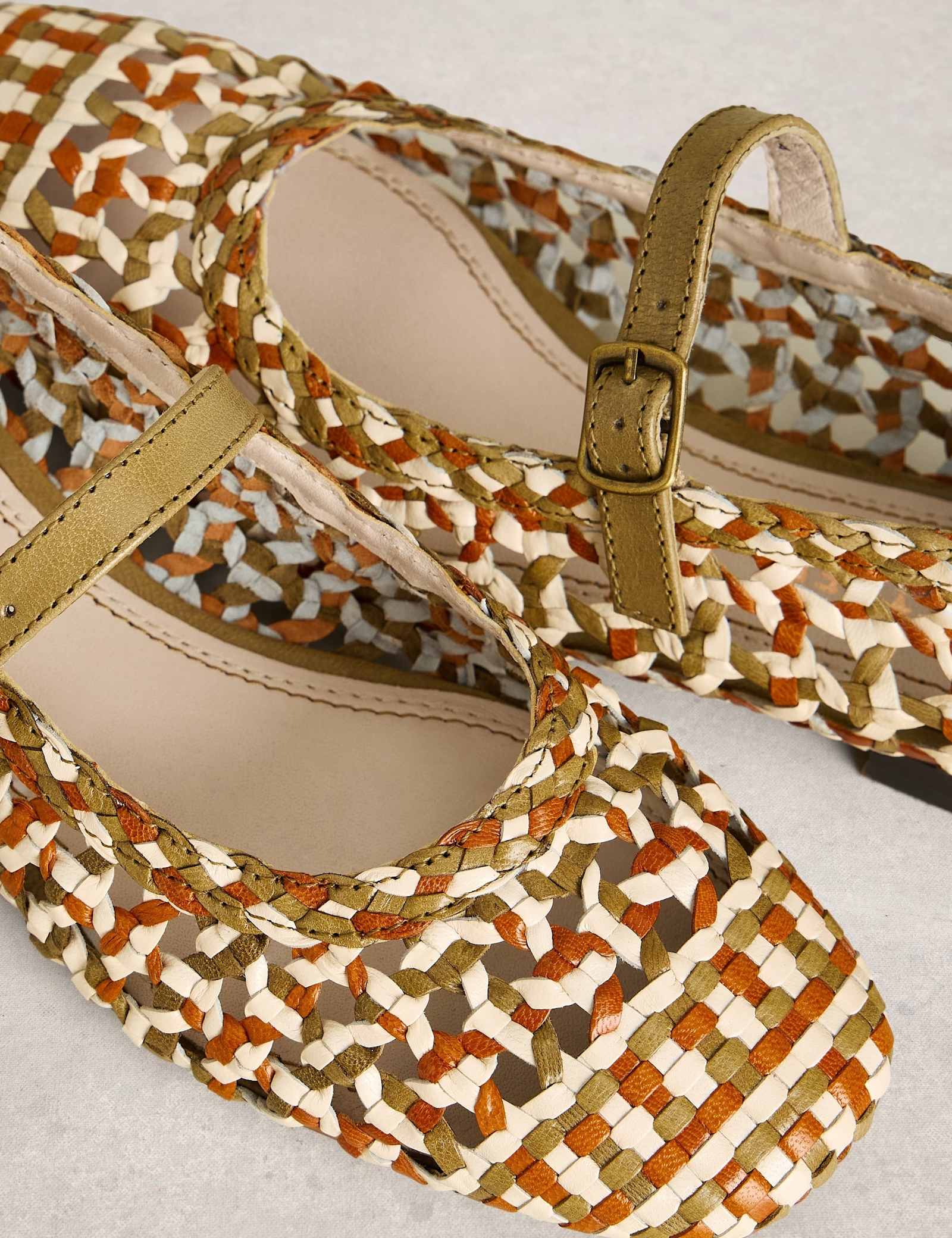 Leather Woven Mary Jane Ballet Pumps - image 2